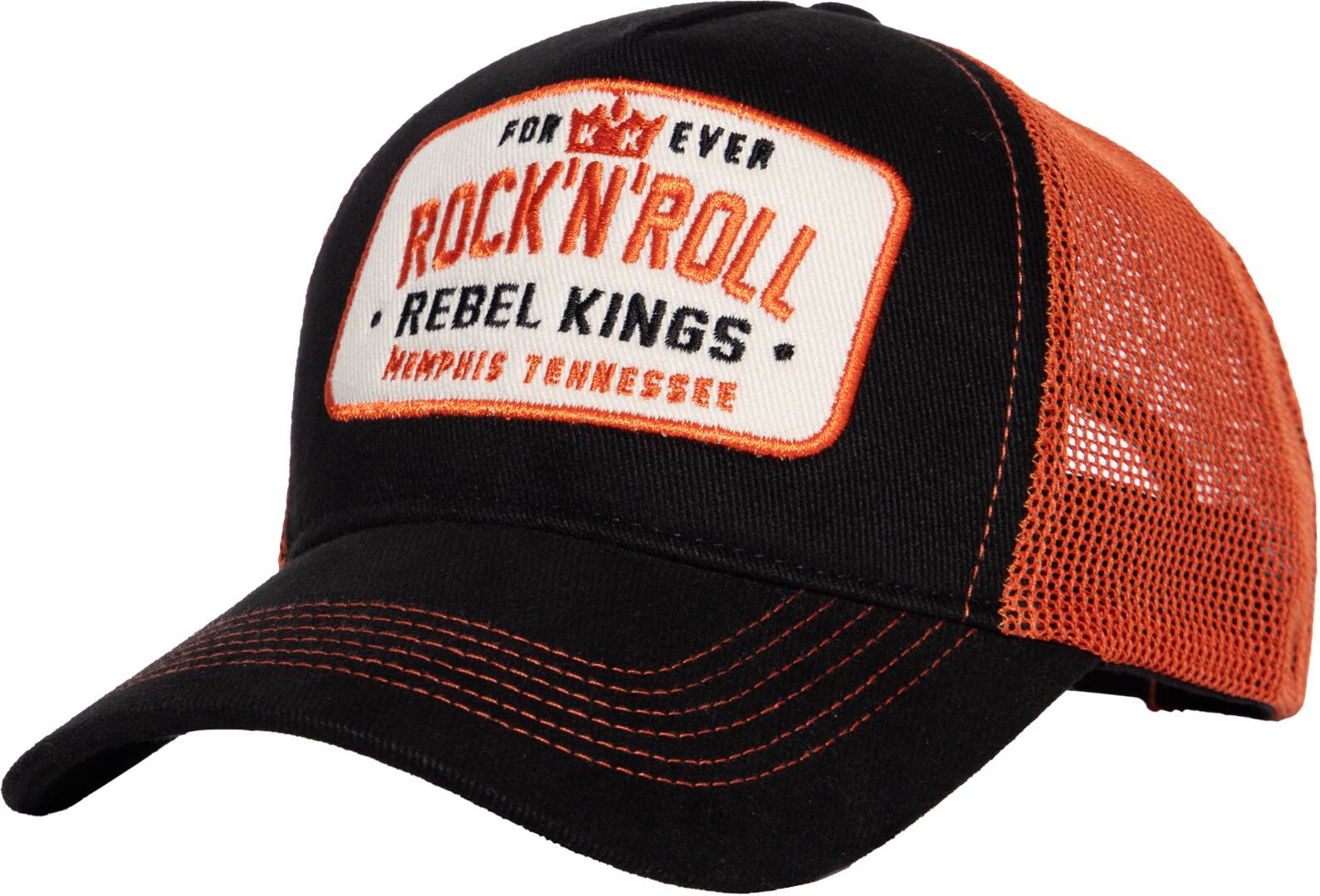 King Kerosin Forever Rock'n'Roll Trucker Casquette, noir-orange pour Hommes