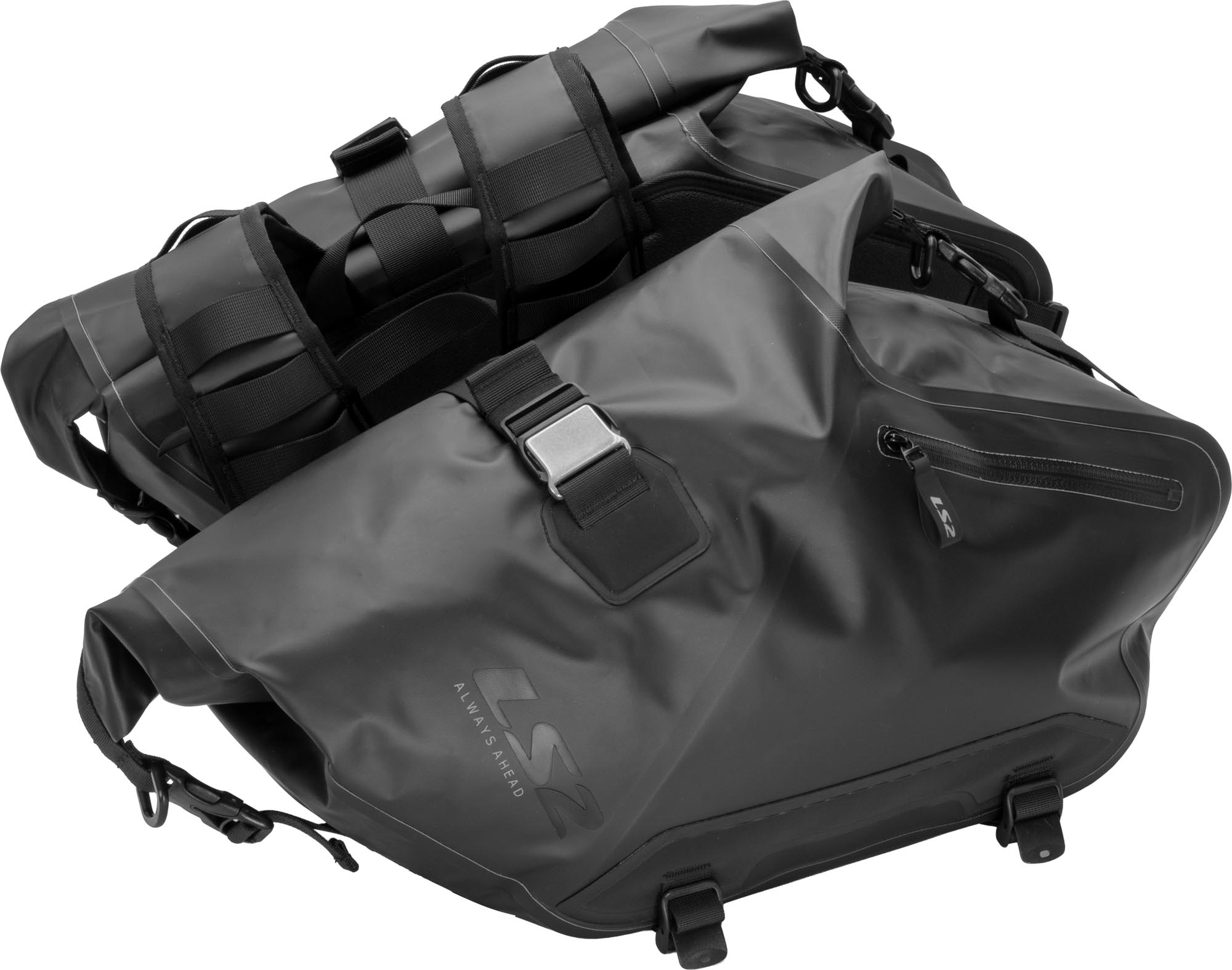 LS2 Move Ahead 20+20L Waterproof Saddlebags, Black For Men
