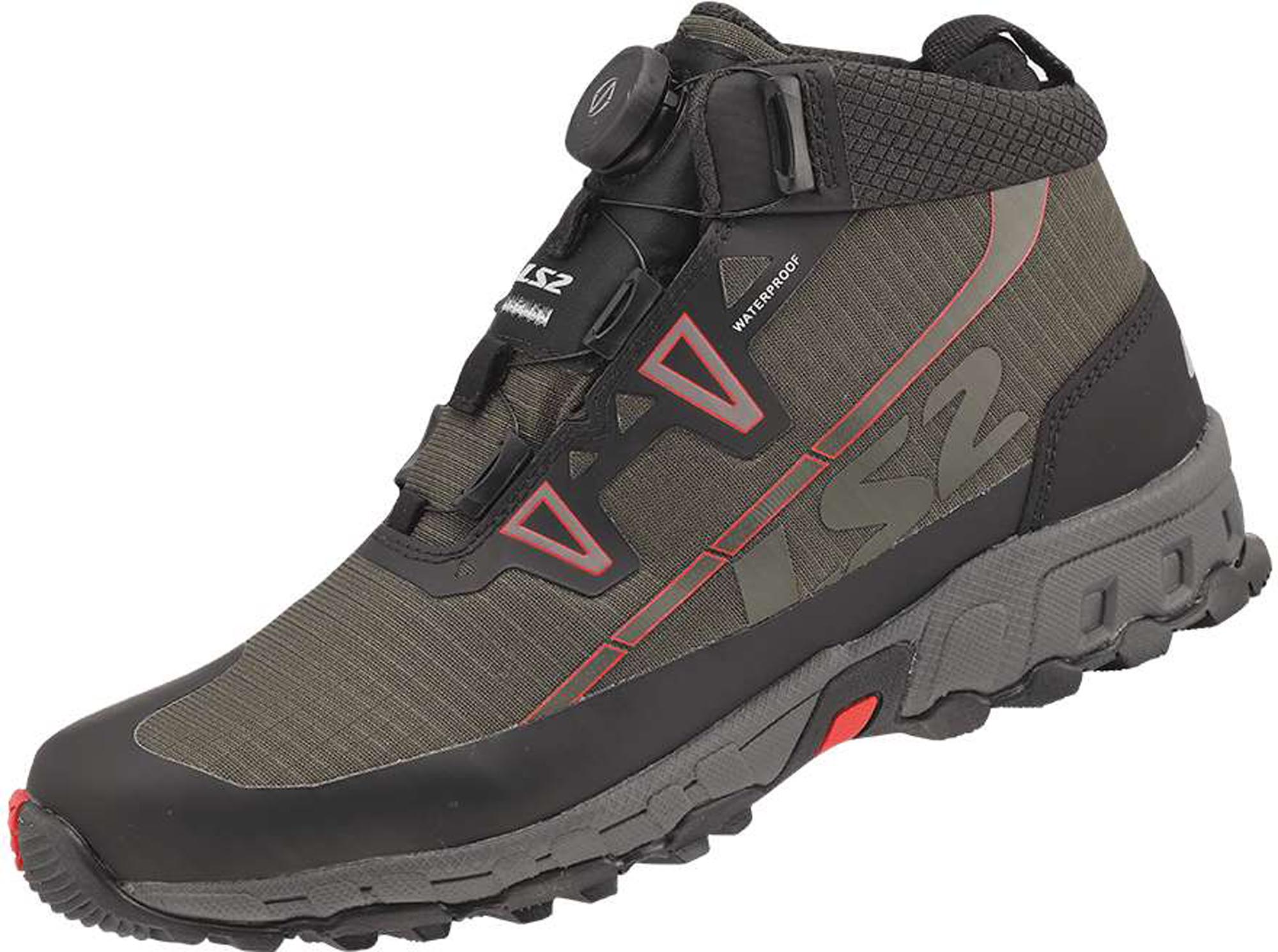 LS2 Trekker Waterproof Motorcycle Shoes, Green, Size 46 For Men