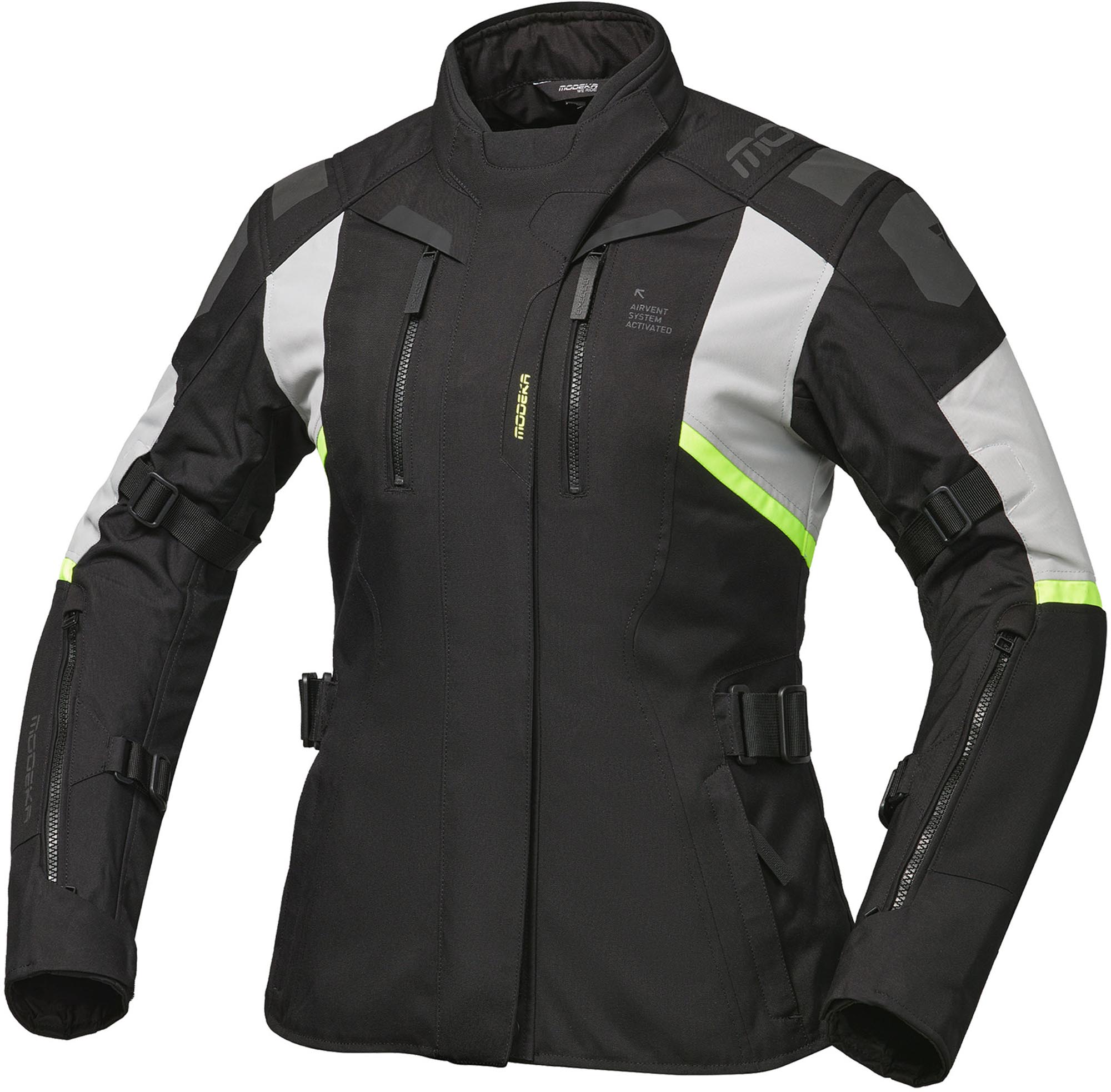 Modeka Women's Black Grey Striker Iii Motorcycle Textile Jacket, Black-Grey, Size 40 For
