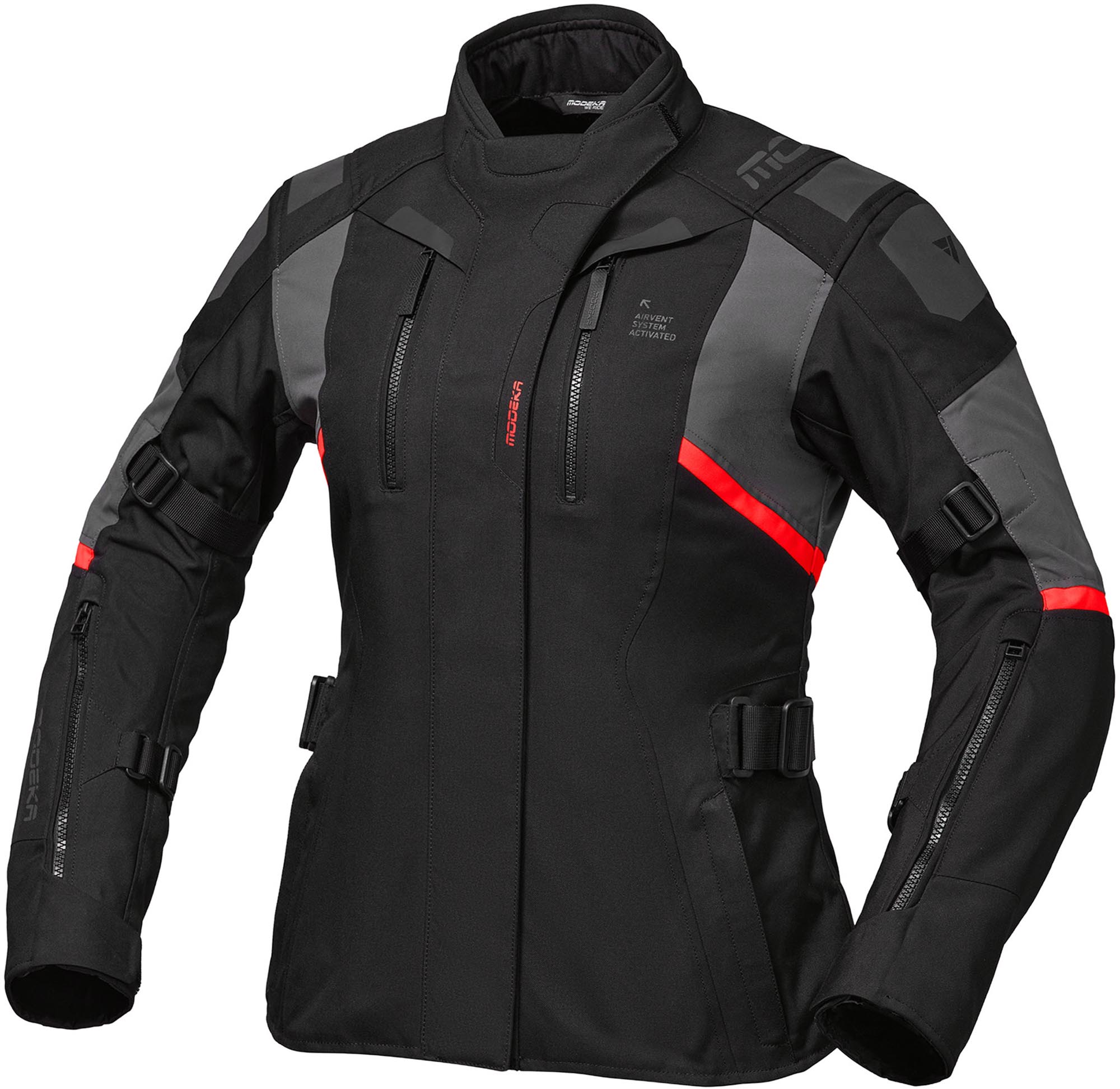 Modeka Women's Black Grey Striker Iii Motorcycle Textile Jacket, Black-Grey, Size 40 For