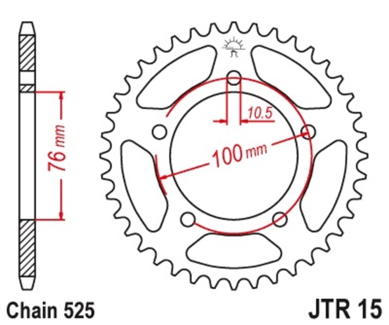 JT SPROCKETS Couronne acier standard - 525