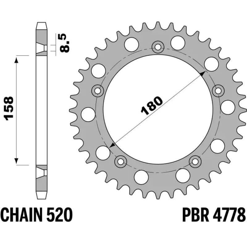 PBR Stahlstandard hinteres Ritzel – 520