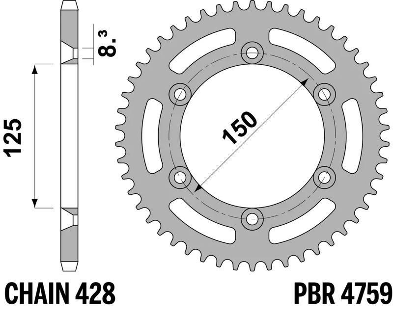 PBR Ultraleichtes Aluminium-Hinterritzel – 428