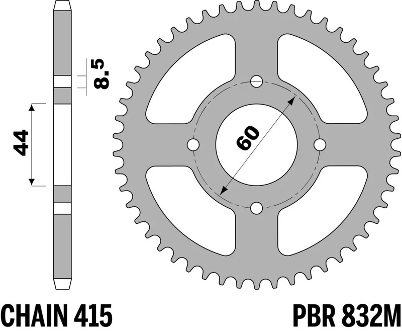 PBR Standard Steel Rear Sprocket - 415