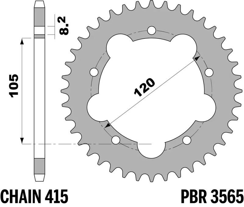Pbr Standard Steel Rear Sprocket - 415-image