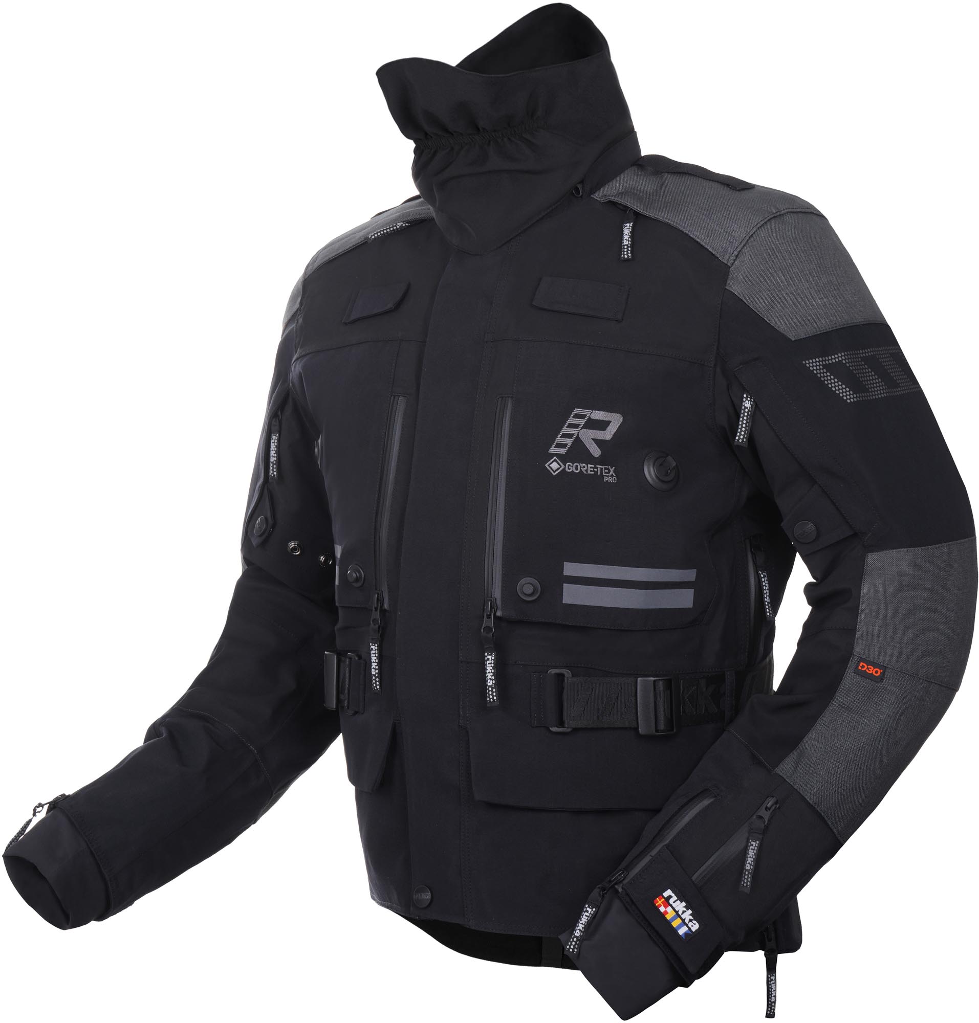 Rukka TitanTrail-R Veste textile moto imperméable, noir-gris, taille 62 pour Hommes
