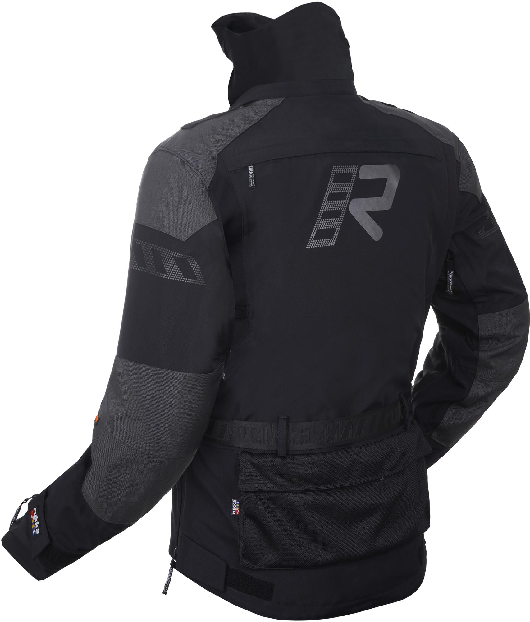 Side view of Rukka TitanTrail-R waterproof Motorcycle Textile Jacket, black-grey, Size 62 for Men