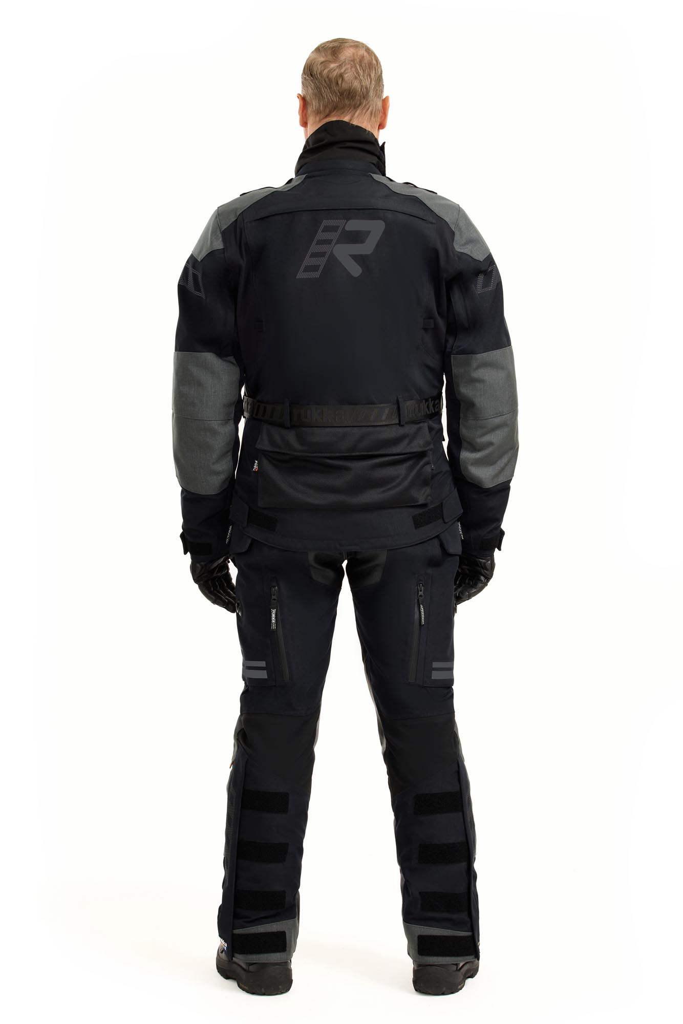 Side view of Rukka TitanTrail-R waterproof Motorcycle Textile Jacket, black-grey, Size 62 for Men