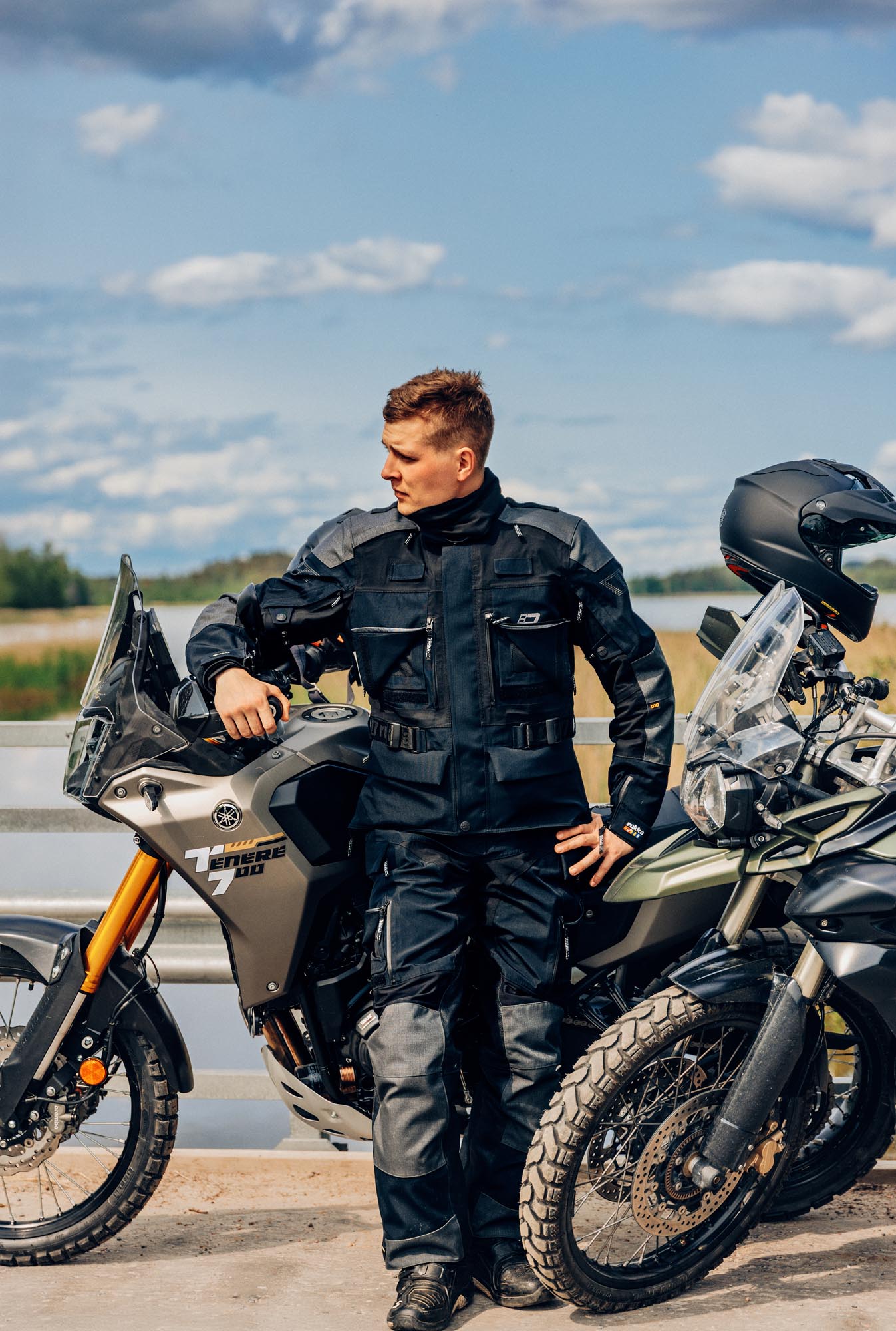 Side view of Rukka TitanTrail-R waterproof Motorcycle Textile Jacket, black-grey, Size 62 for Men
