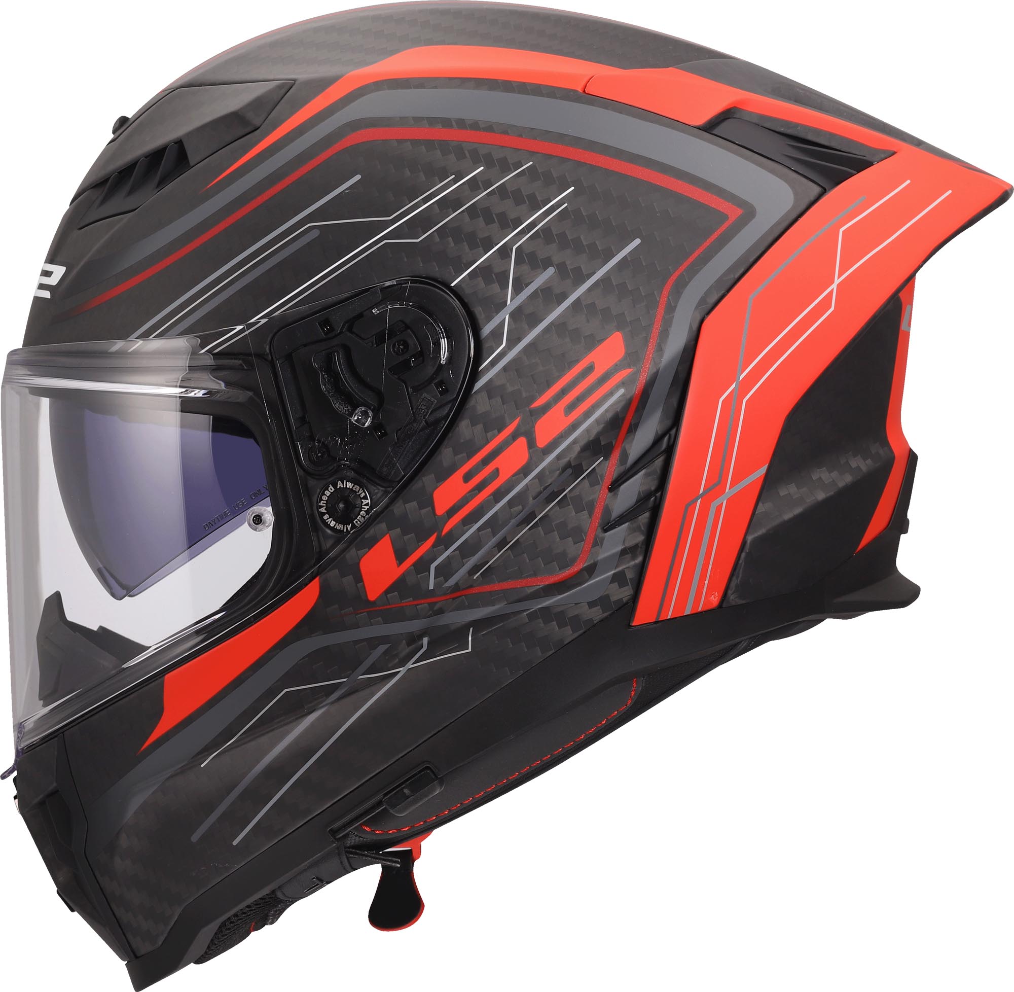 Side view of LS2 FF807 Dragon Subic Helmet, red, Size 3XL for Men