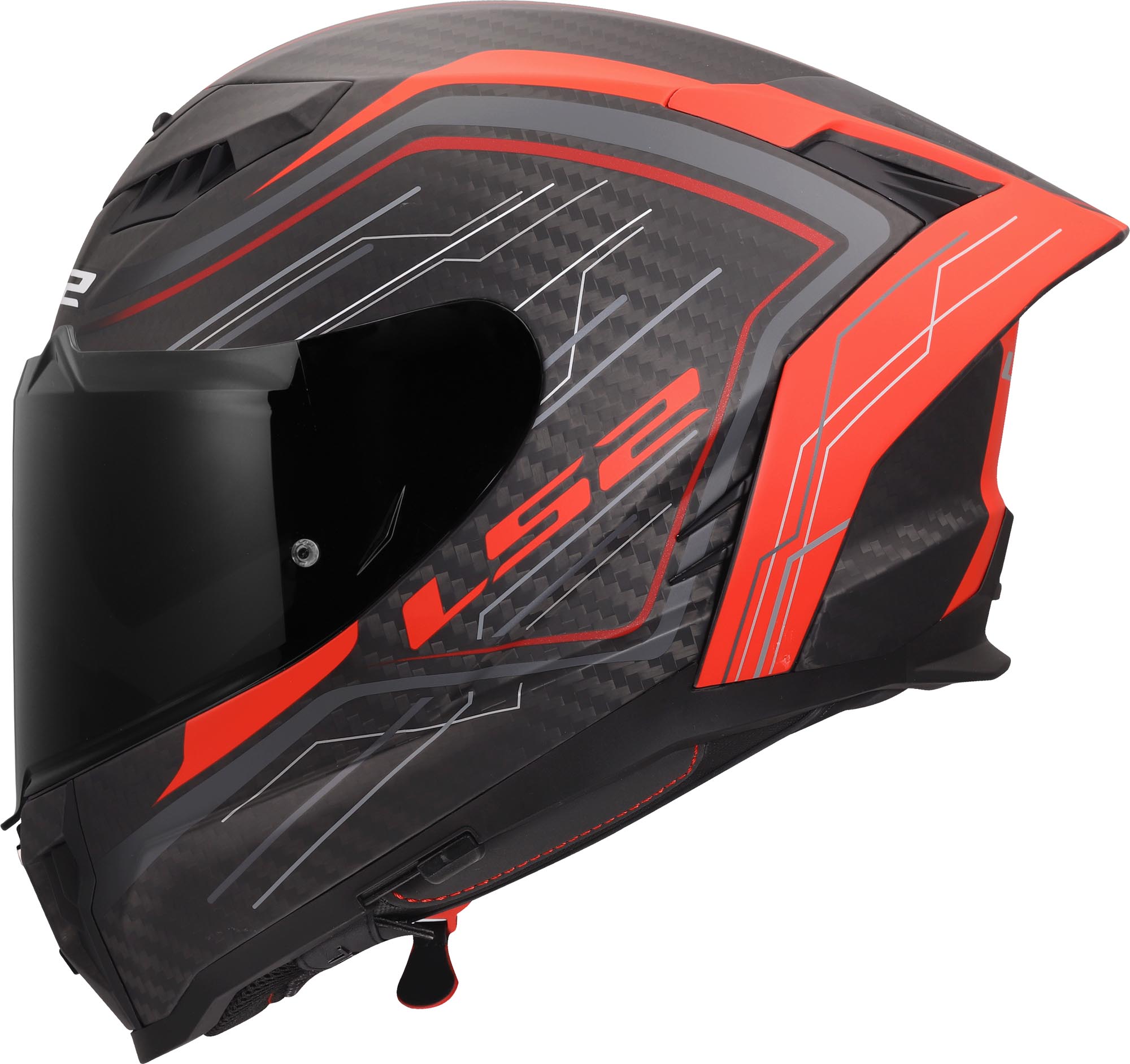 Side view of LS2 FF807 Dragon Subic Helmet, red, Size 3XL for Men