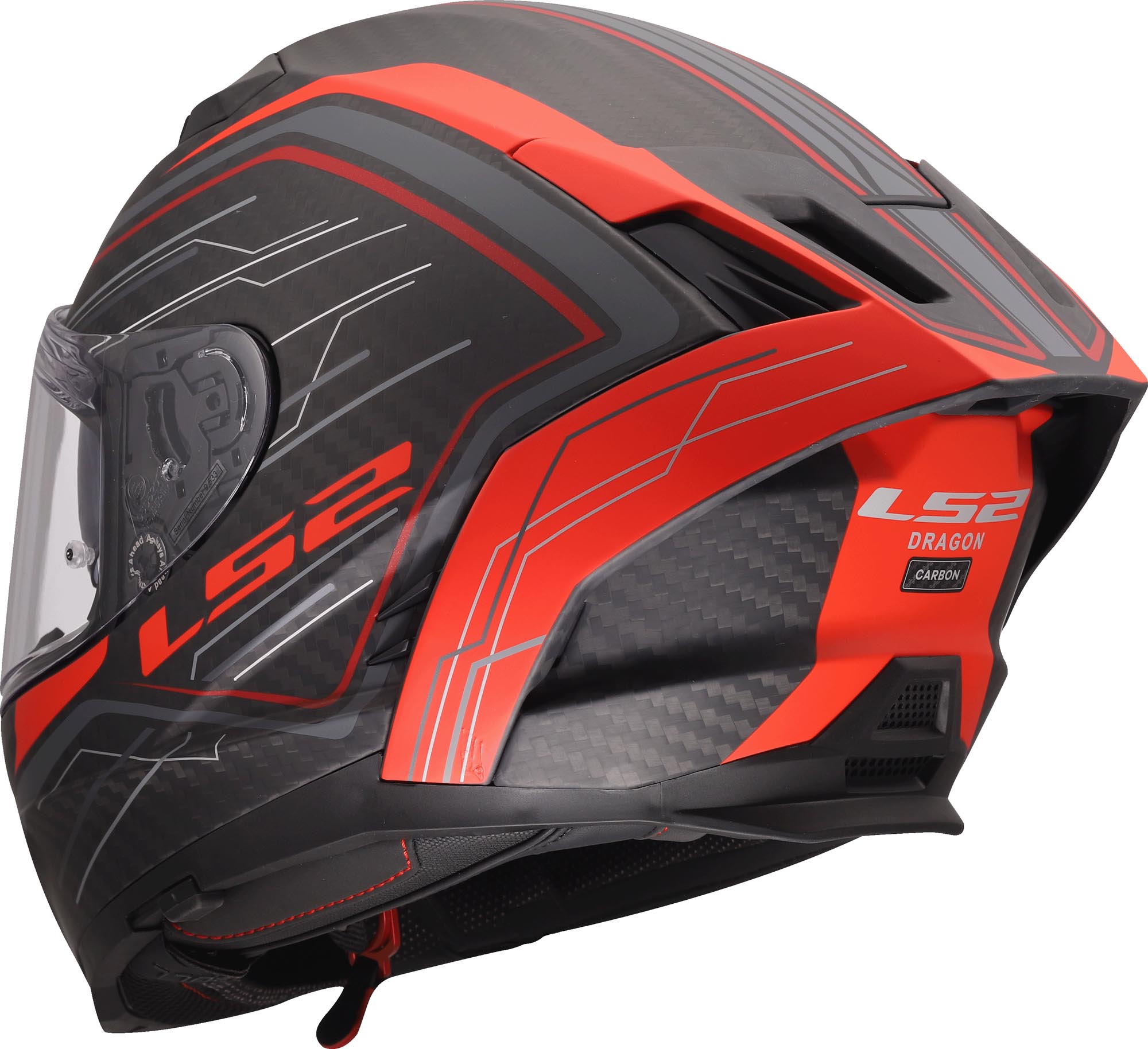 Side view of LS2 FF807 Dragon Subic Helmet, red, Size 3XL for Men