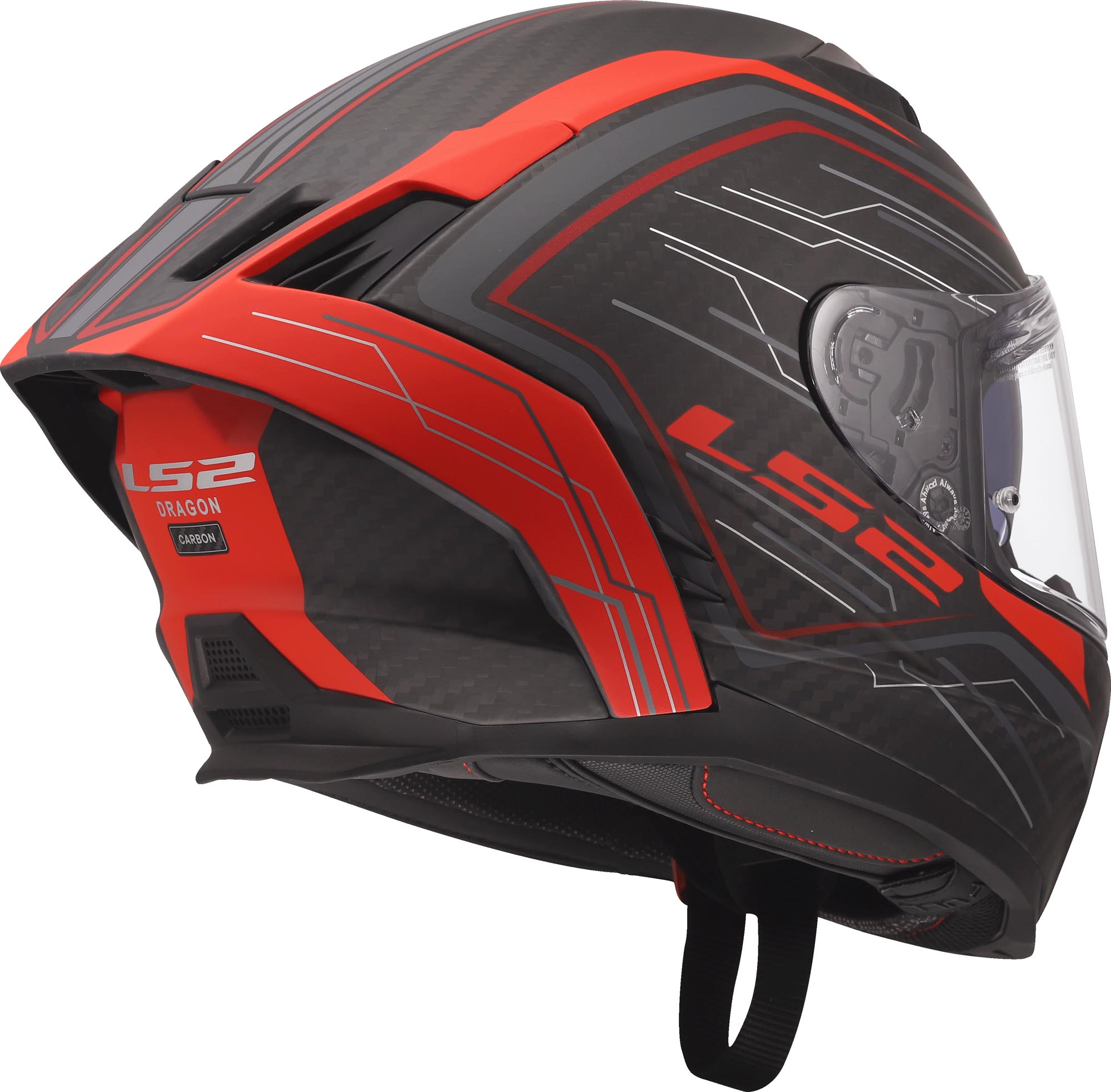 Side view of LS2 FF807 Dragon Subic Helmet, red, Size 3XL for Men