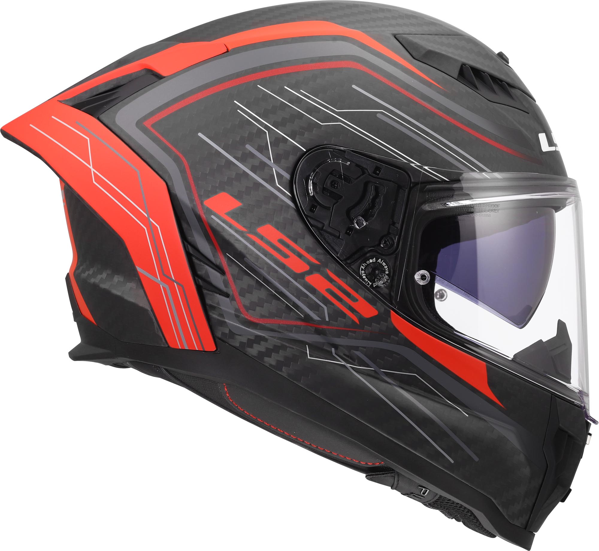 Side view of LS2 FF807 Dragon Subic Helmet, red, Size 3XL for Men