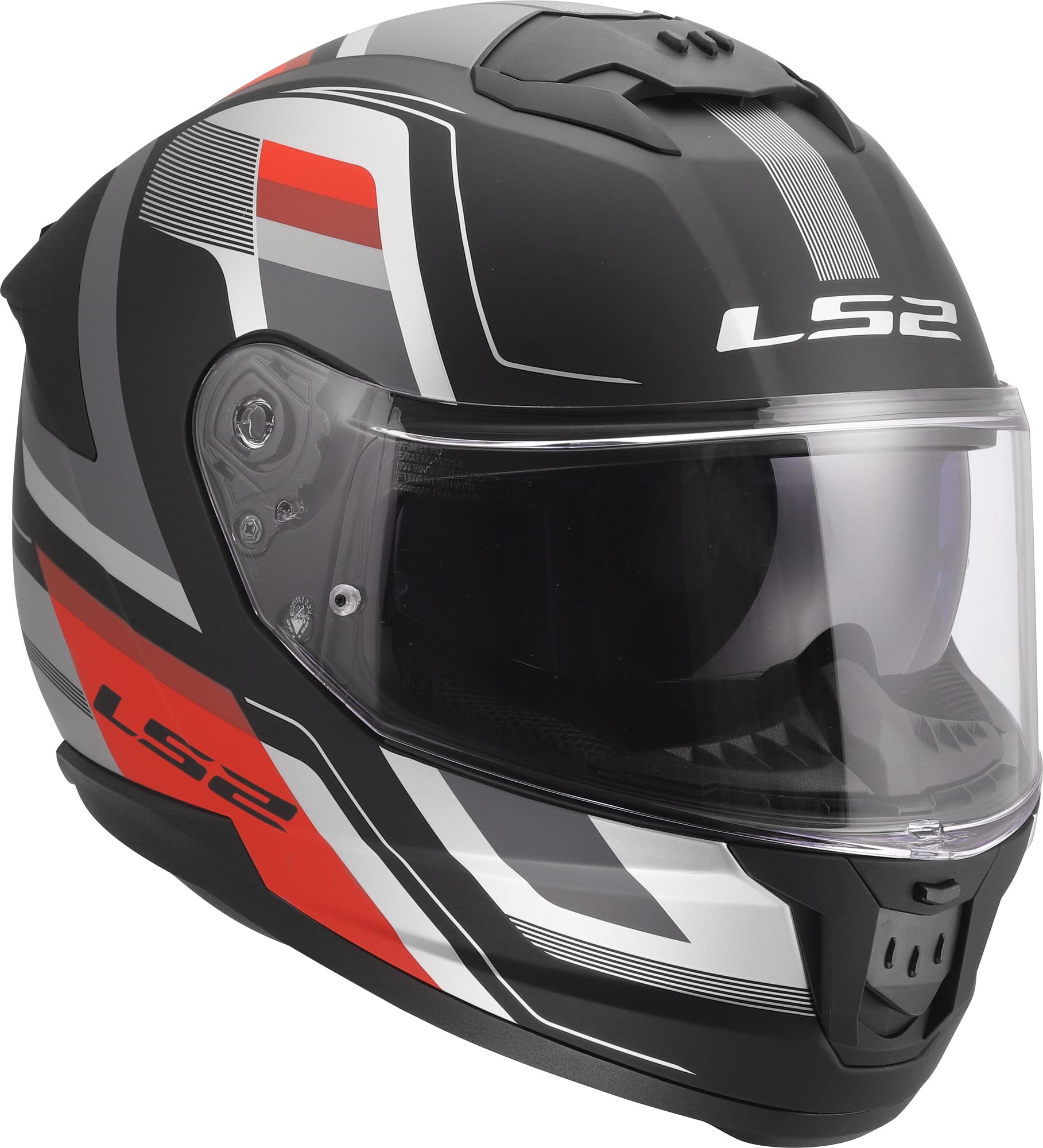 Side view of LS2 FF808 Stream II Vintage Matt Helmet, black-grey-red, Size S for Men