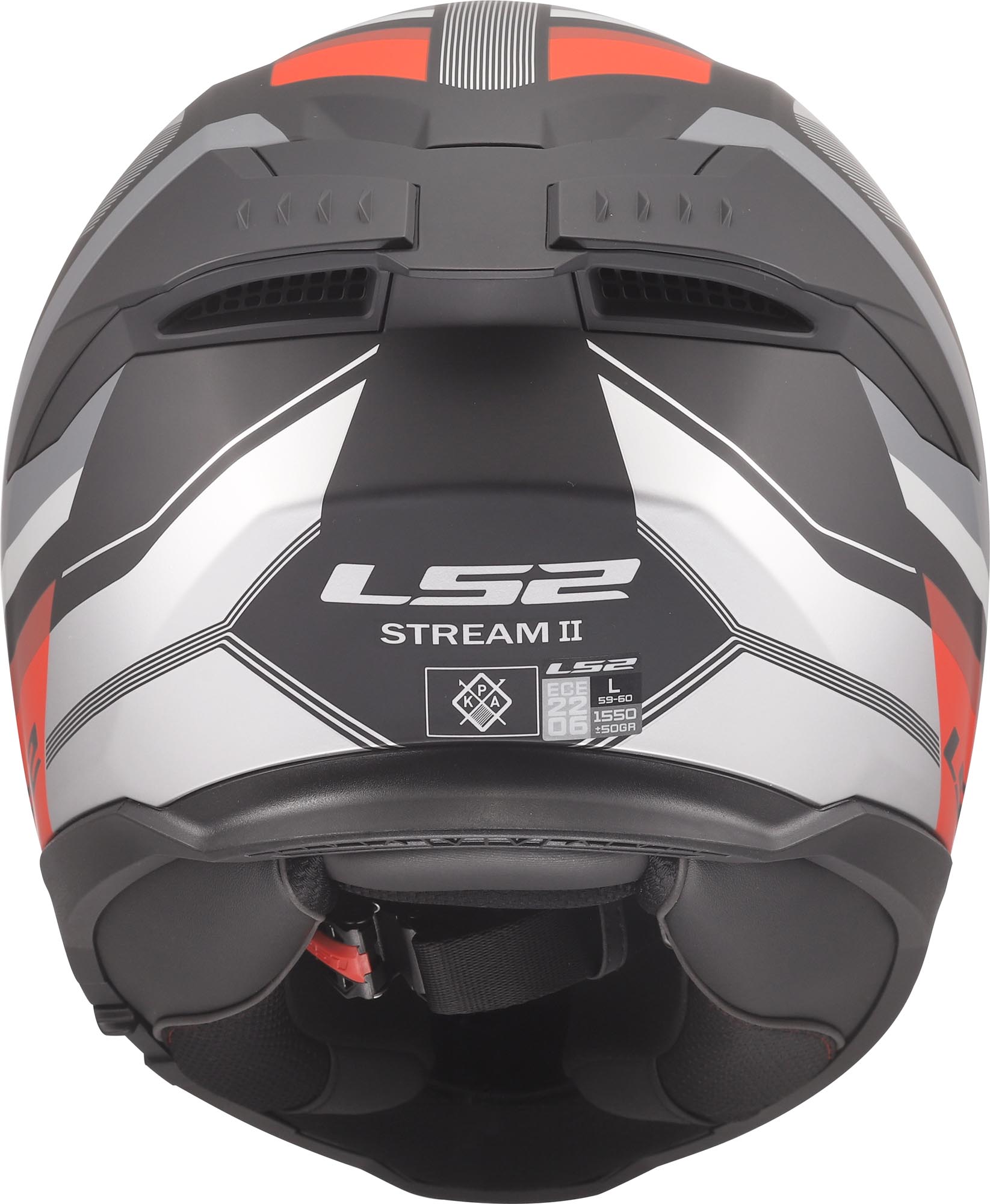Side view of LS2 FF808 Stream II Vintage Matt Helmet, black-grey-red, Size S for Men