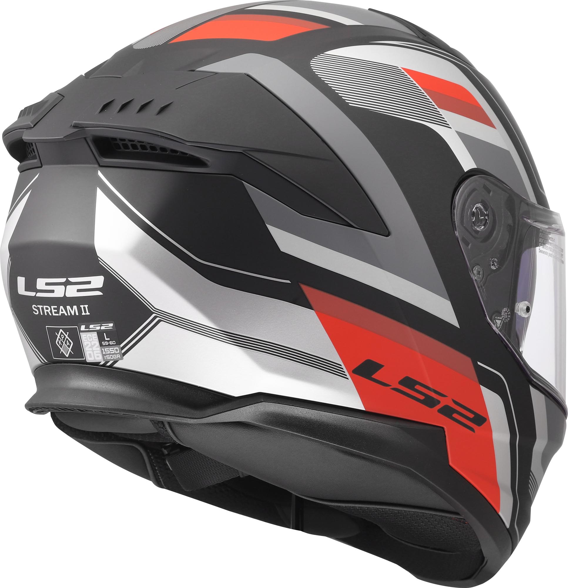 Side view of LS2 FF808 Stream II Vintage Matt Helmet, black-grey-red, Size S for Men