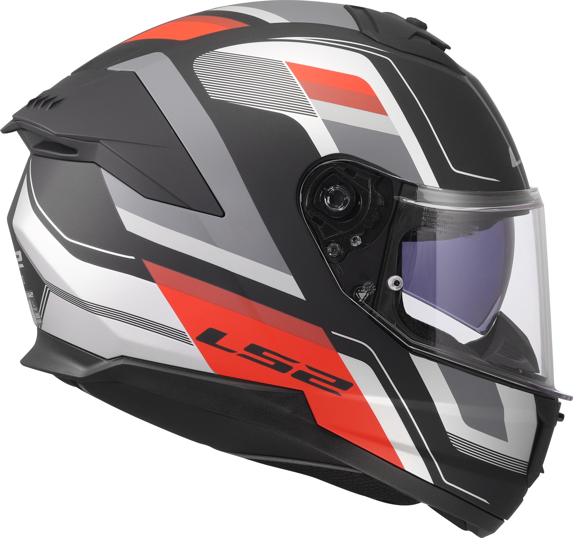 Side view of LS2 FF808 Stream II Vintage Matt Helmet, black-grey-red, Size S for Men