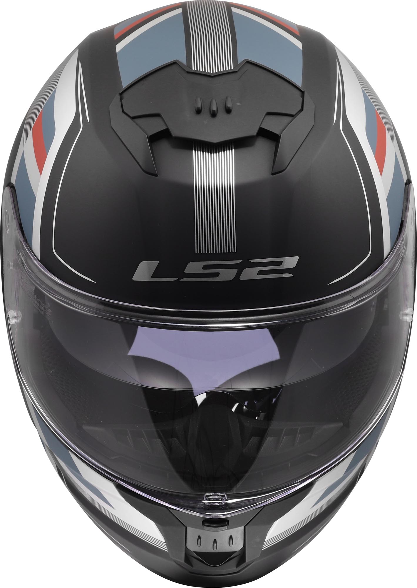 Side view of LS2 FF808 Stream II Vintage Matt Helmet, black-blue, Size XS for Men