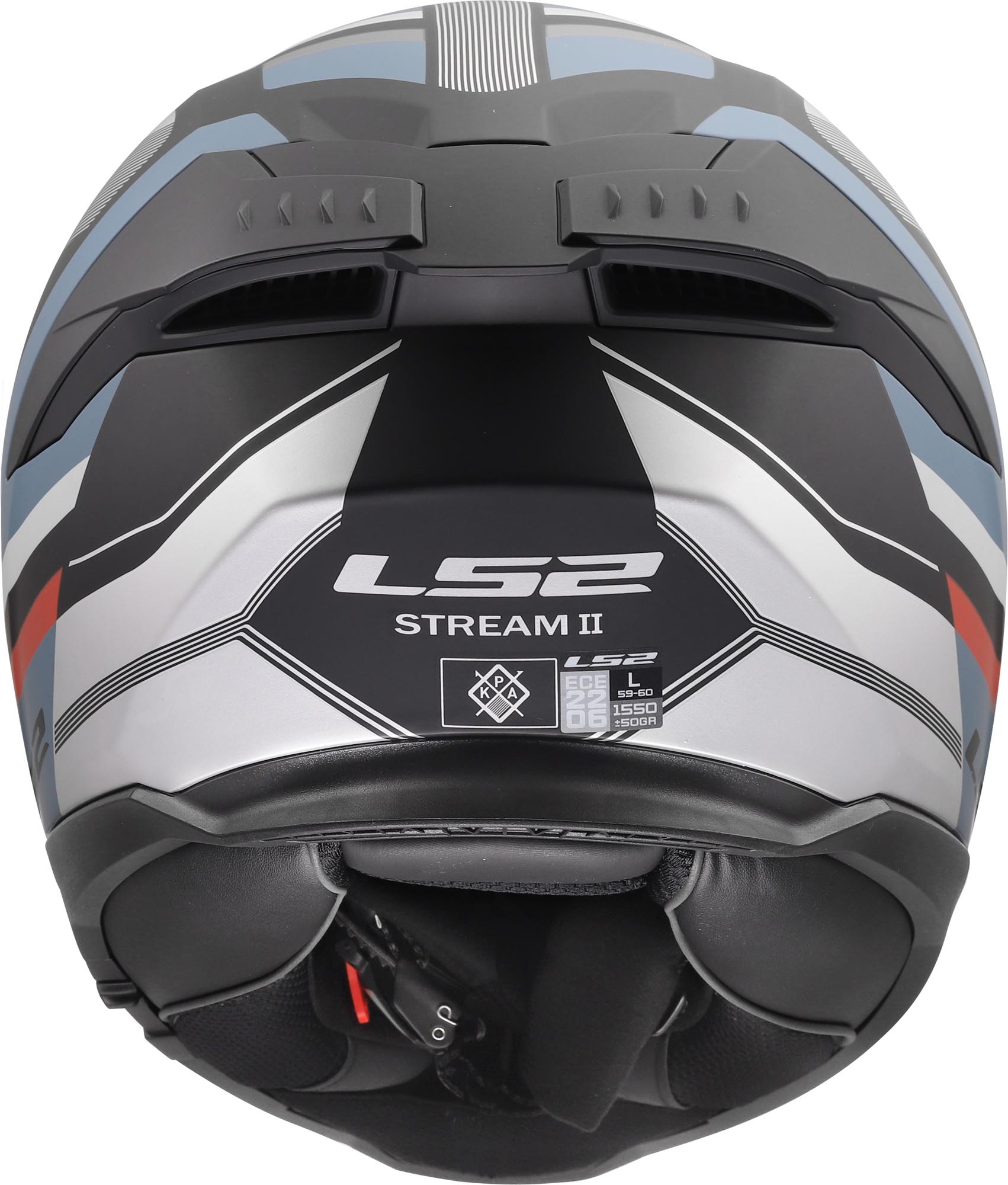Side view of LS2 FF808 Stream II Vintage Matt Helmet, black-blue, Size XS for Men