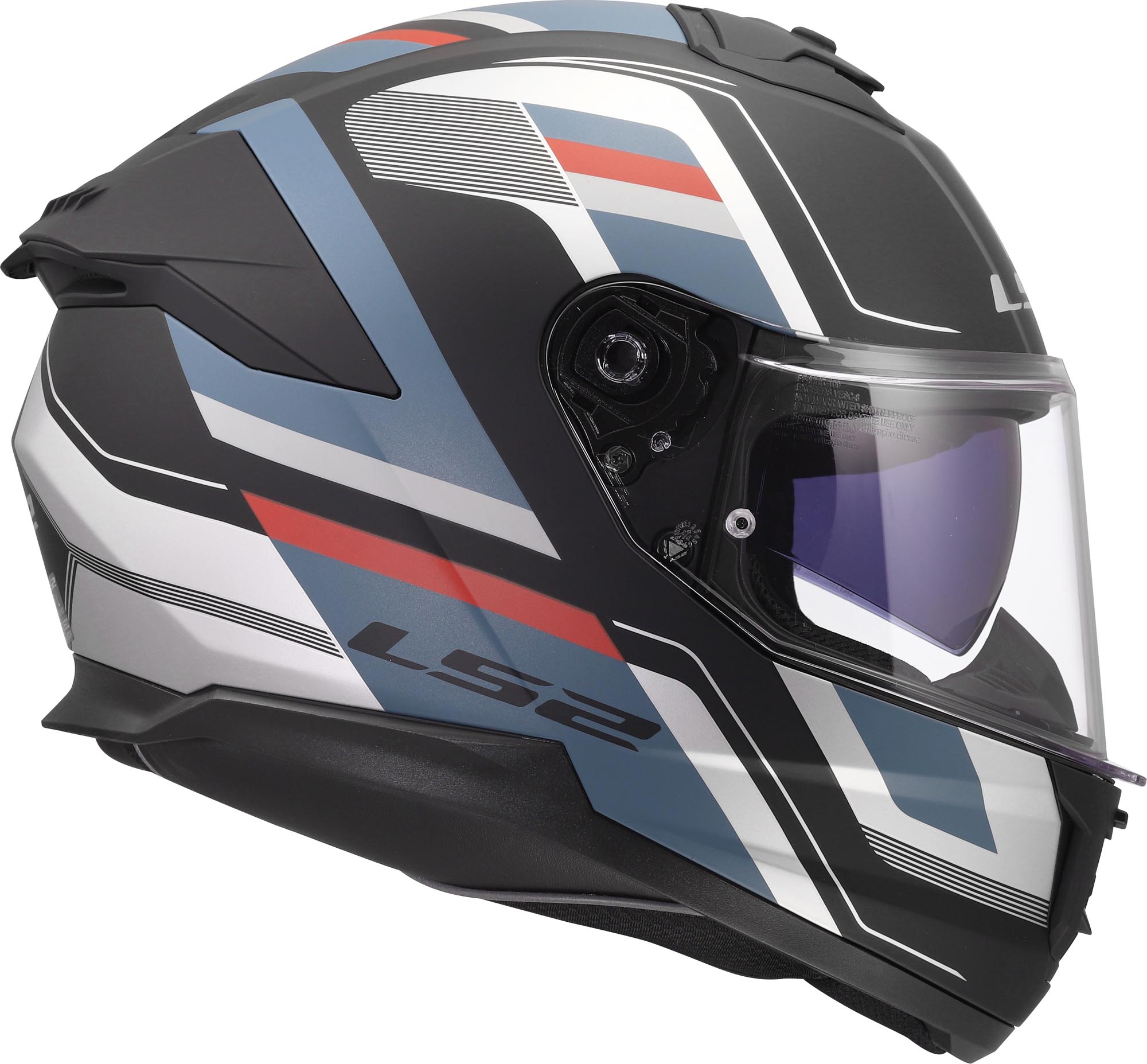 Side view of LS2 FF808 Stream II Vintage Matt Helmet, black-blue, Size XS for Men