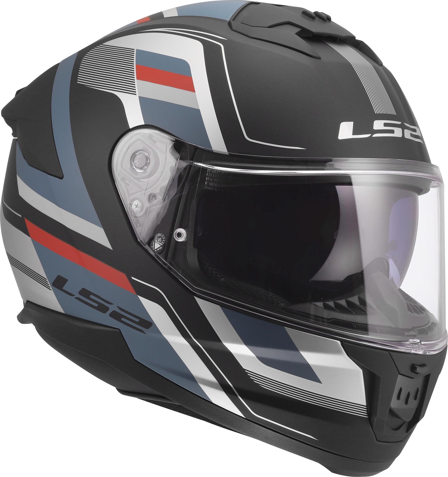 Side view of LS2 FF808 Stream II Vintage Matt Helmet, black-blue, Size XS for Men