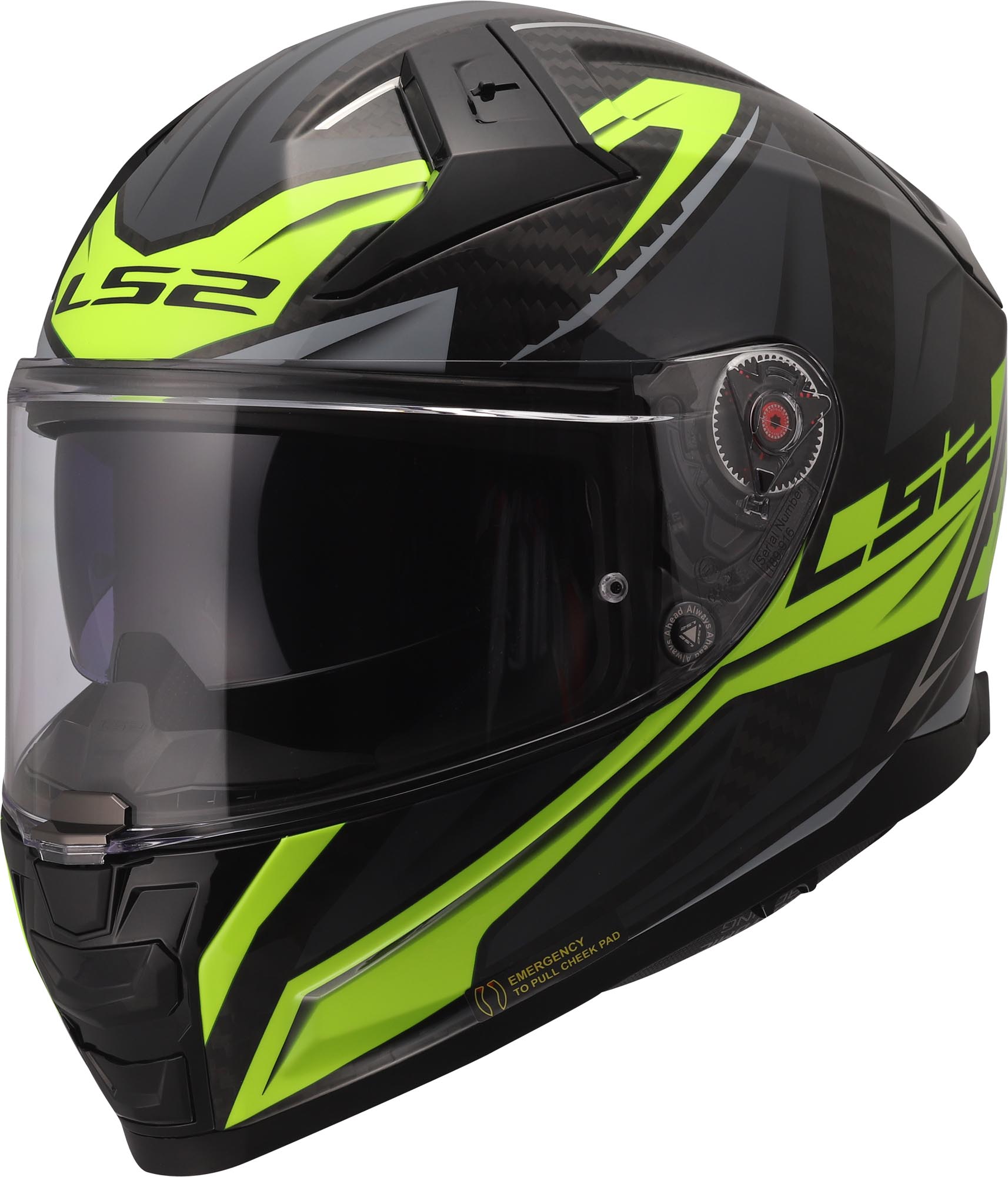 LS2 FF811 Vector Ii Carbon Savage Helmet, Black-Yellow, Size 2XL For Men