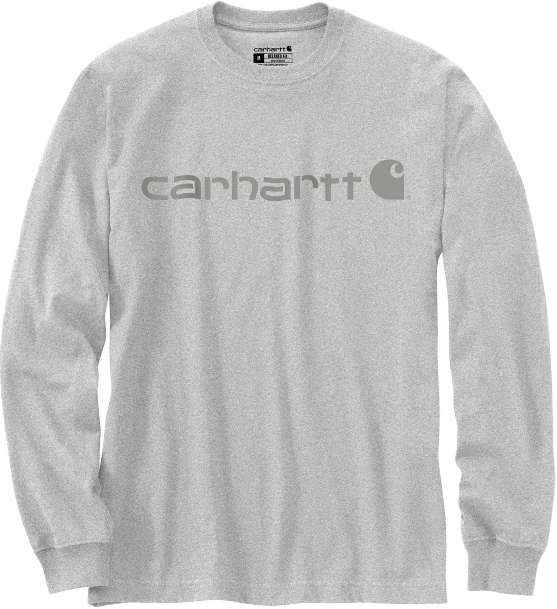 Carhartt Dearborn Relaxed Logo Manches longues, gris, taille S pour Hommes