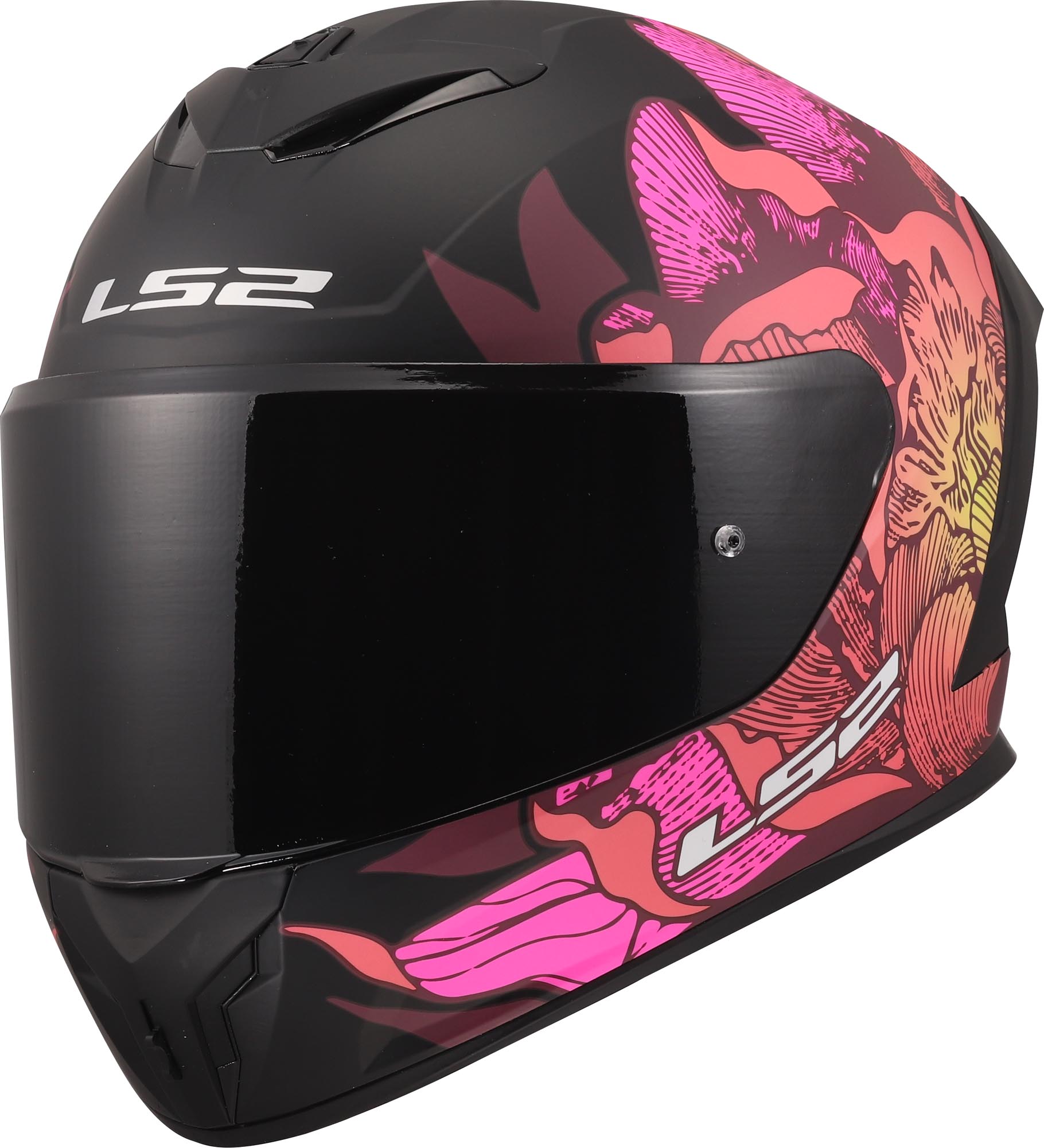 LS2 FF820 Rapid Iii Poppies Helmet, Black-Pink, Size M For Men