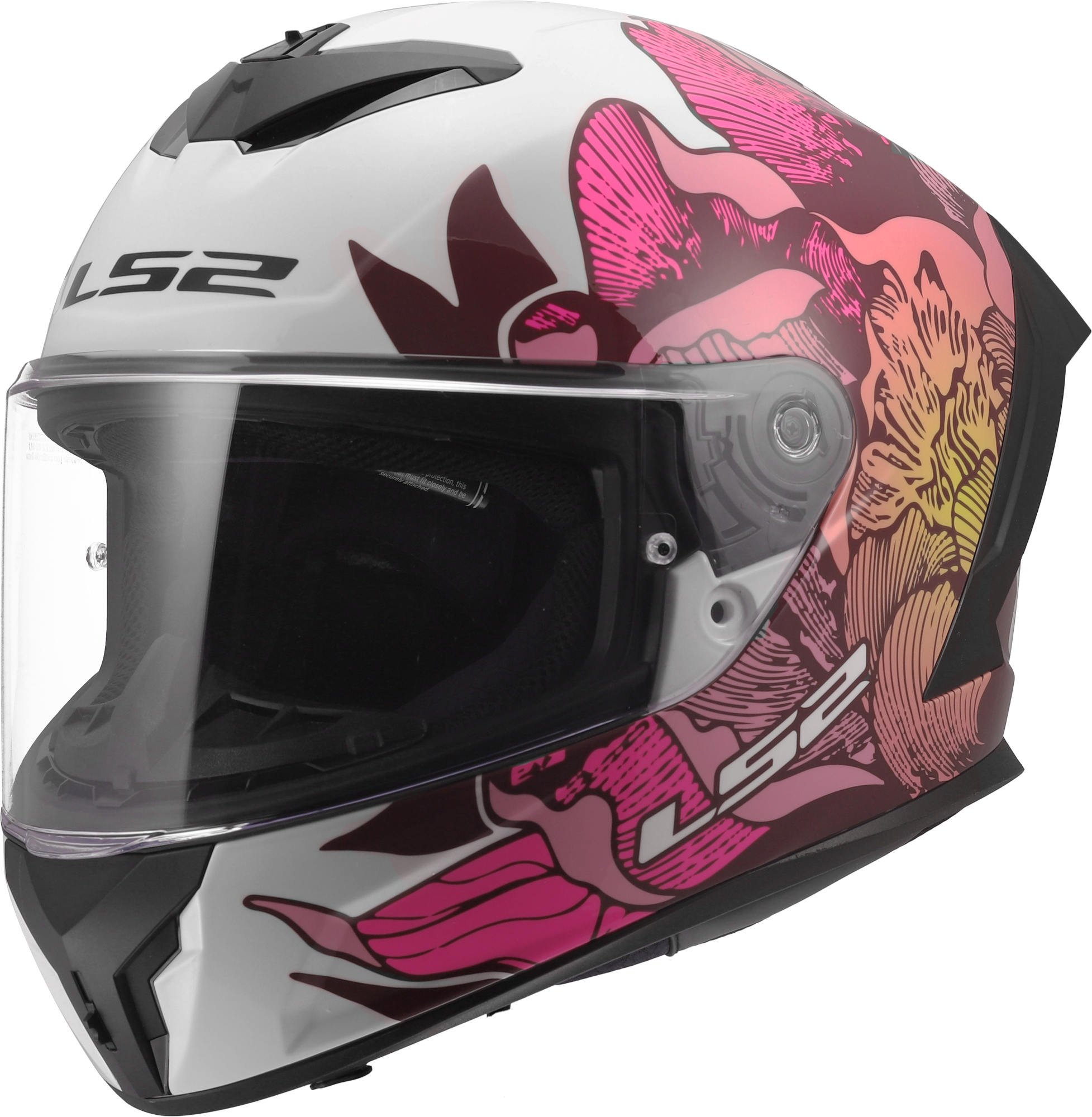 LS2 FF820 Rapid Iii Poppies Helmet, White-Pink, Size L For Men