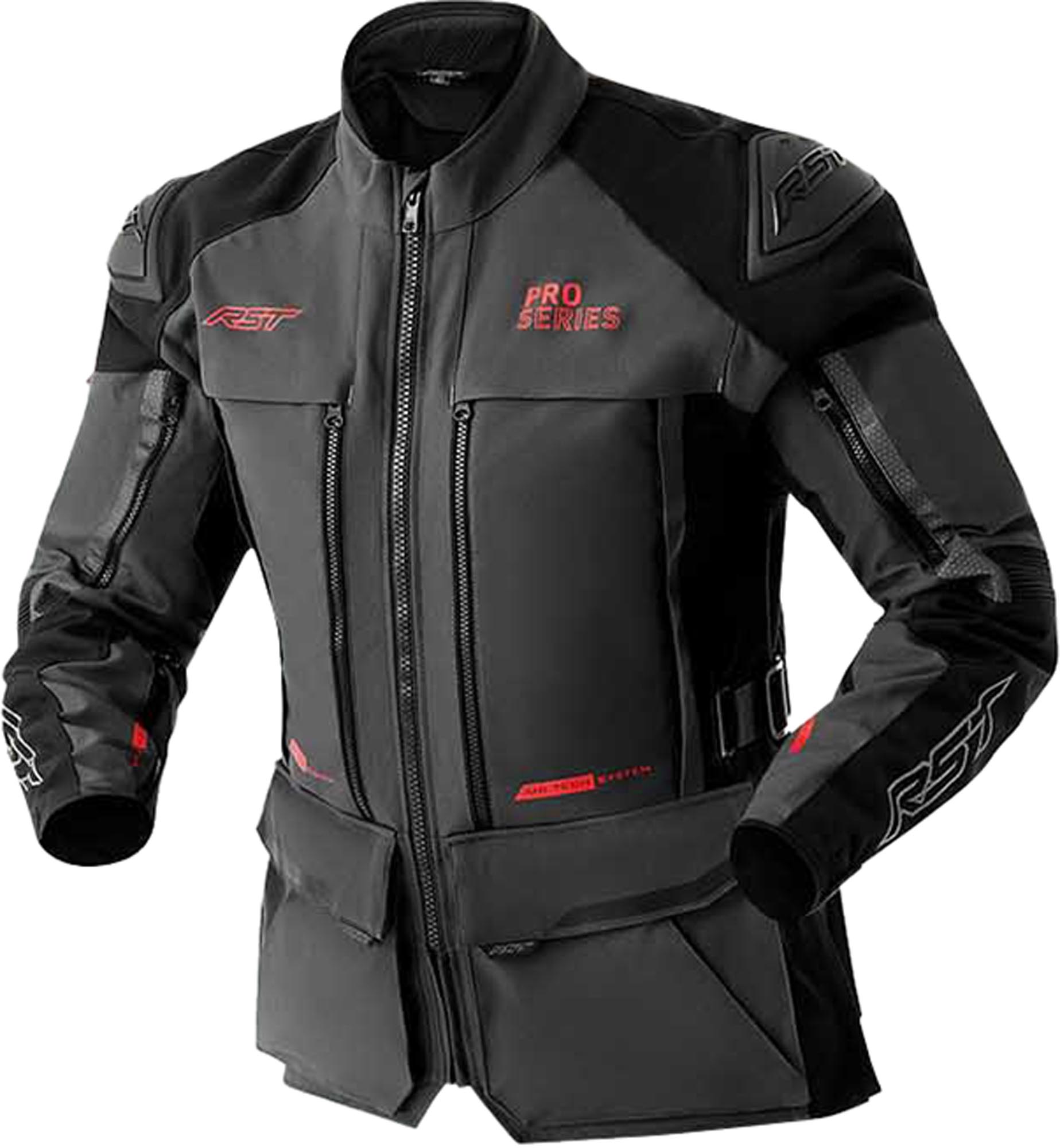 Rst Pro Series Adventure D3O Waterproof Motorcycle Textile Jacket, Black-Grey, Size 58 For Men