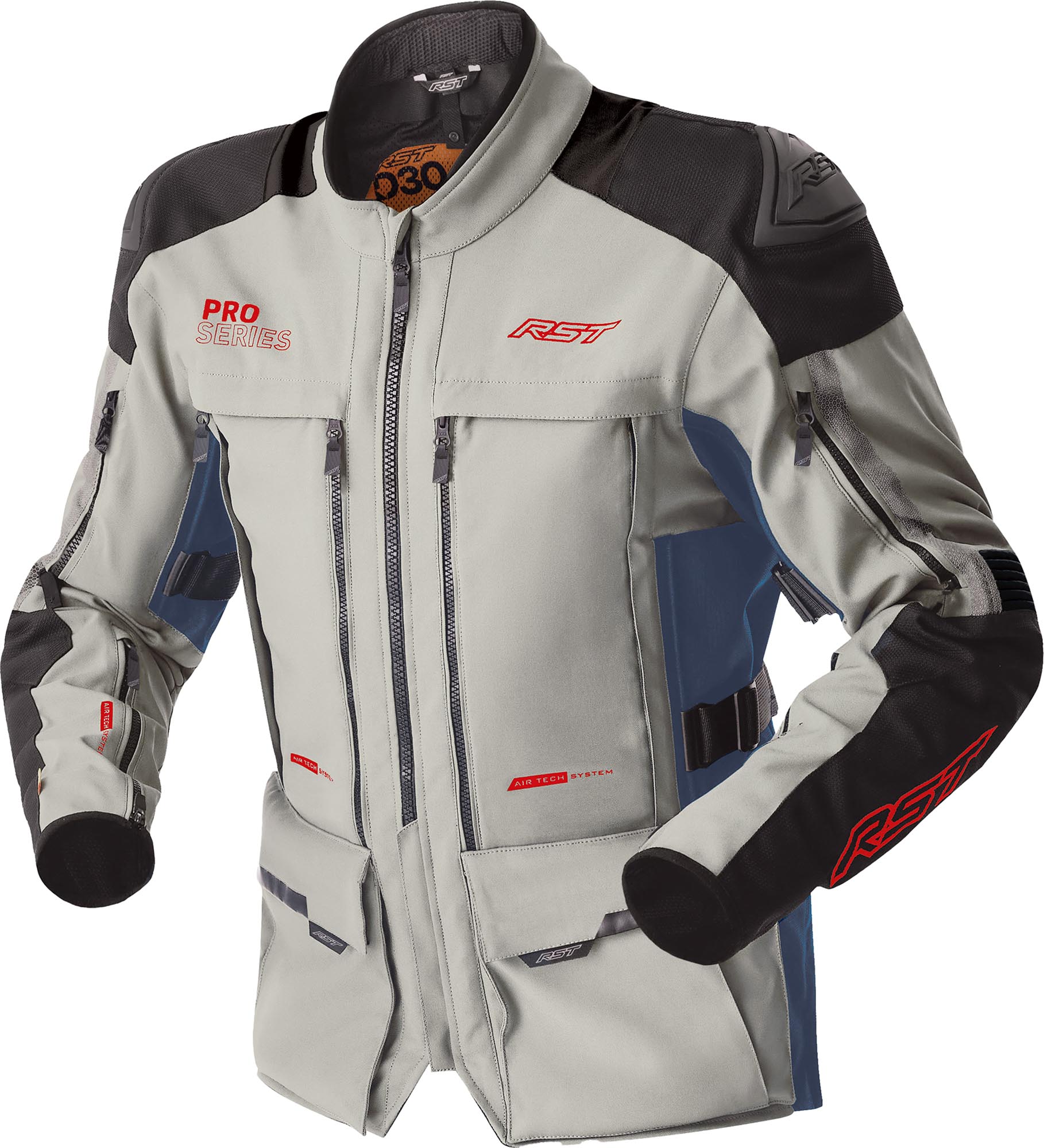 Rst Pro Series Adventure D3O Waterproof Motorcycle Textile Jacket, Blue-Silver, Size 54 For Men