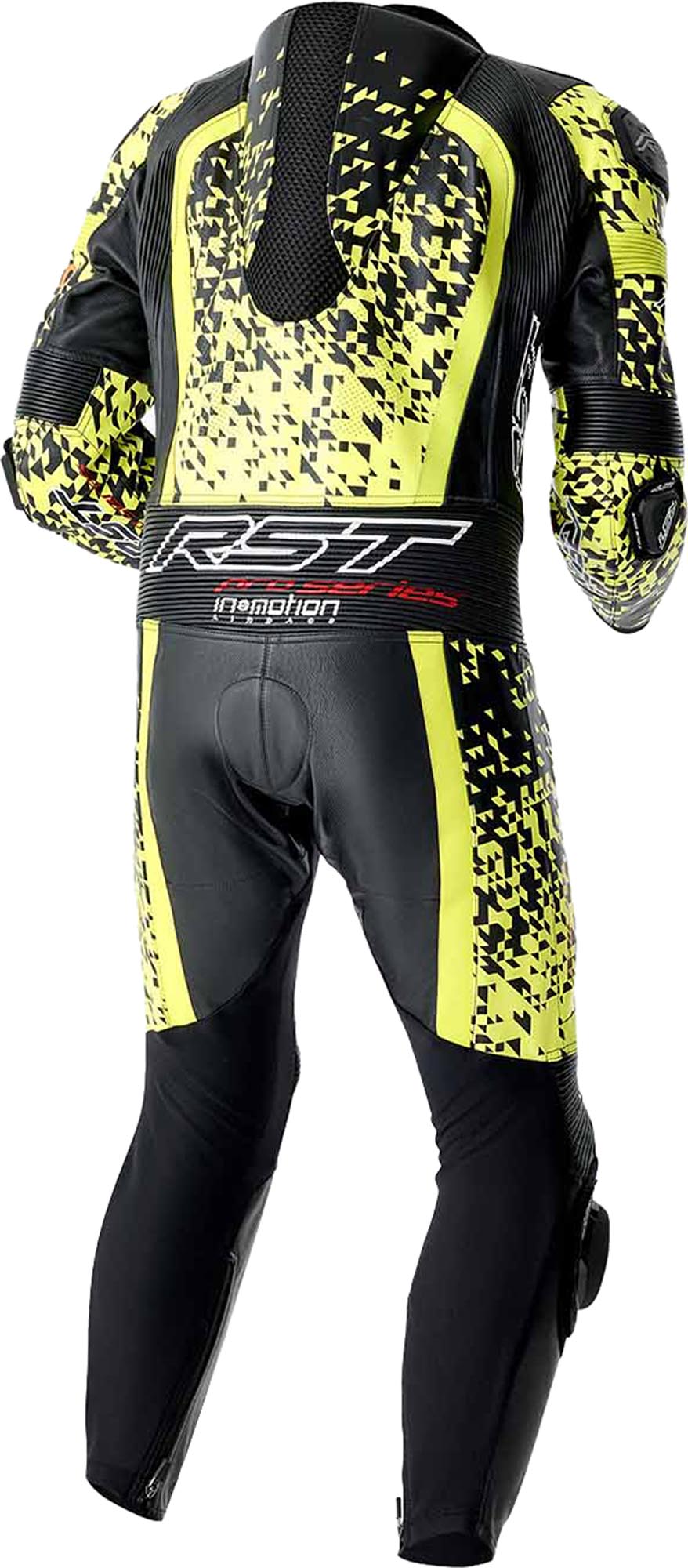 Side view of RST Pro Series D3O Airbag perforated 1-Piece Motorcycle Leather Suit, Size 54 for Men