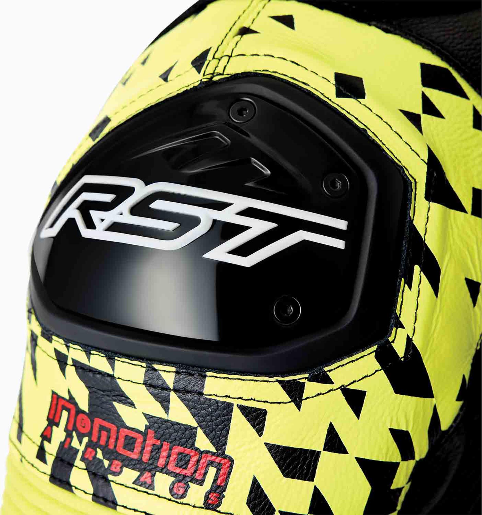 Side view of RST Pro Series D3O Airbag perforated 1-Piece Motorcycle Leather Suit, Size 54 for Men