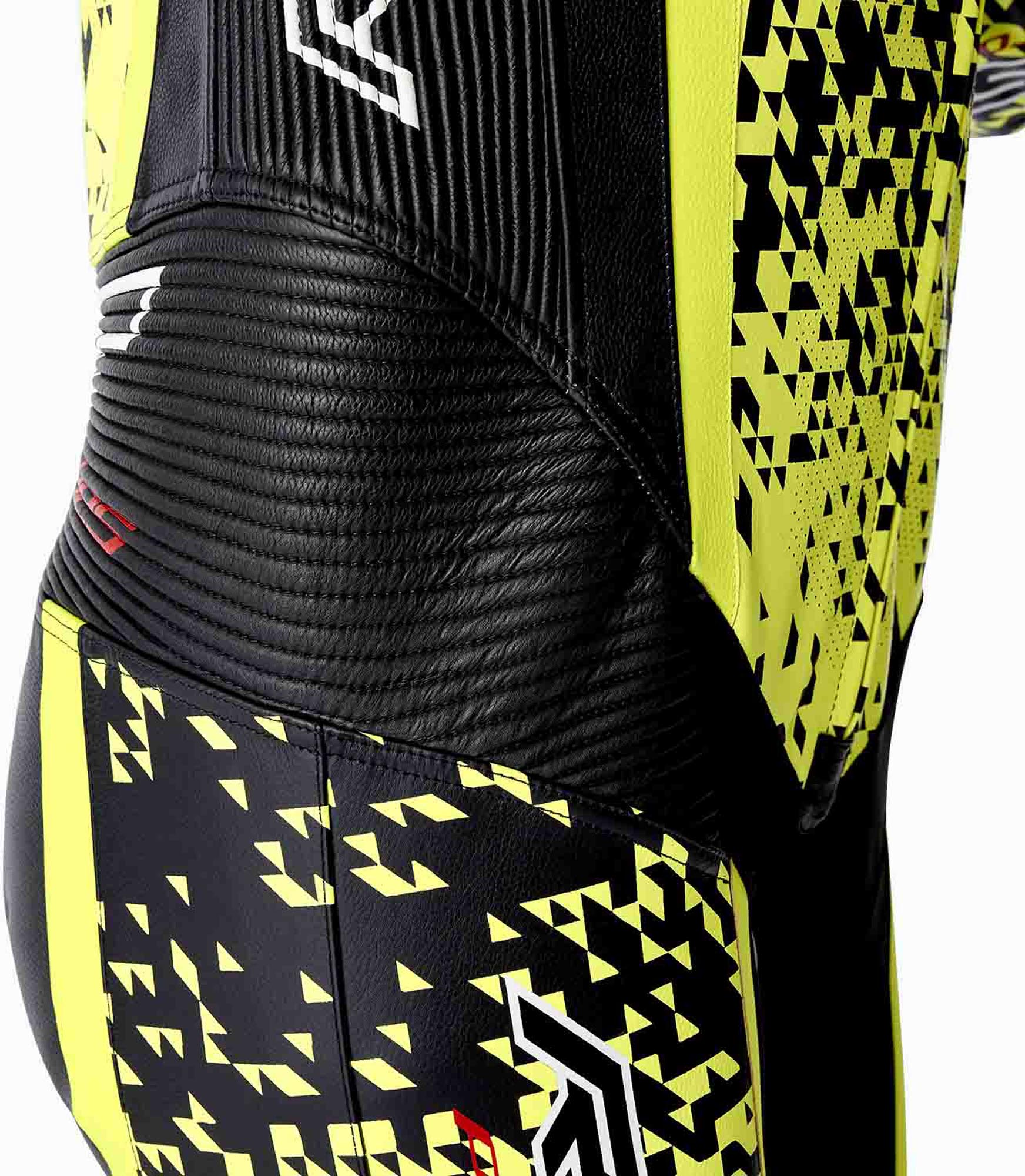 Side view of RST Pro Series D3O Airbag perforated 1-Piece Motorcycle Leather Suit, Size 54 for Men