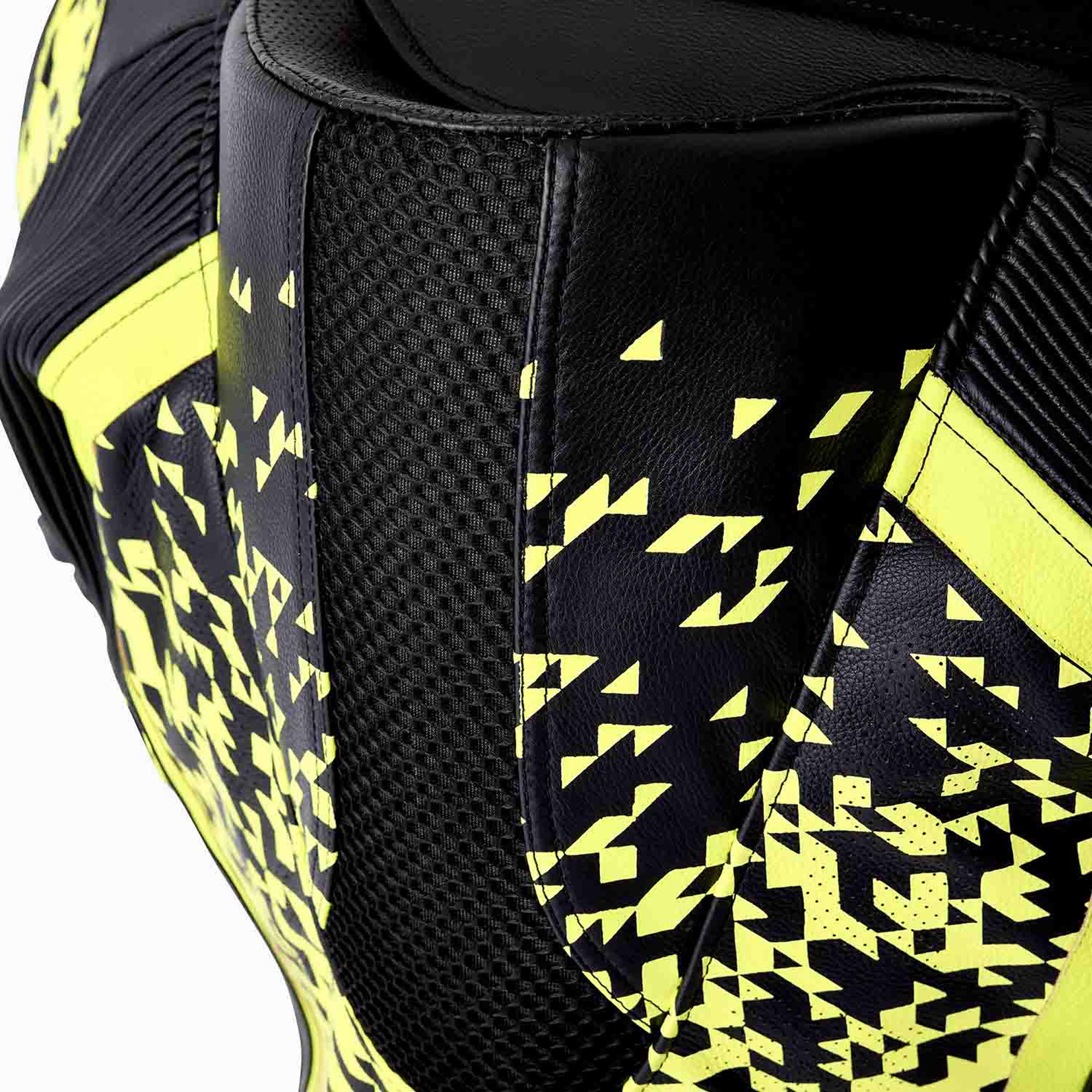 Side view of RST Pro Series D3O Airbag perforated 1-Piece Motorcycle Leather Suit, Size 54 for Men