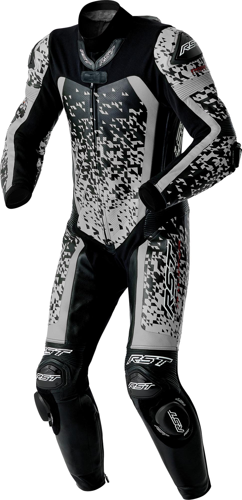 RST Pro Series D3O Airbag perforated 1-Piece Motorcycle Leather Suit, black-silver, Size 58 for Men-image-479452764
