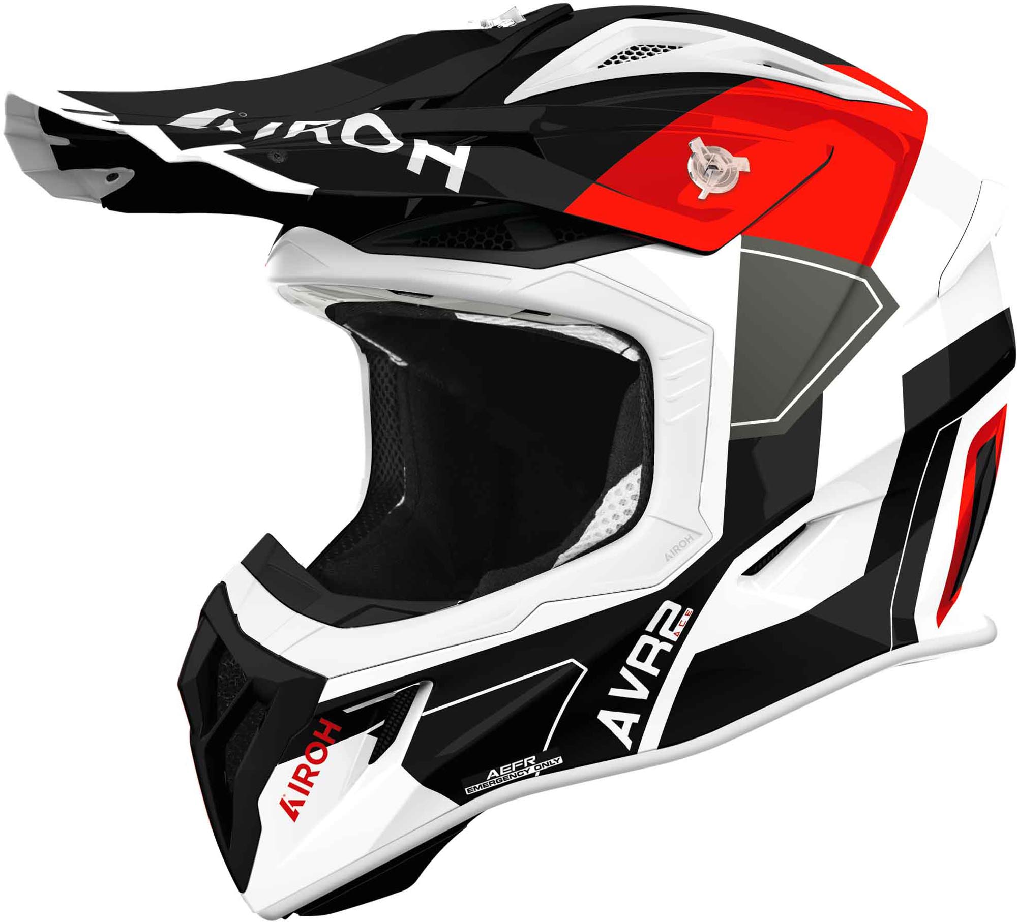Airoh Men's Black White Red Aviator Ace 2 Shield Motocross Helmet, Black-White-Red, Size S For