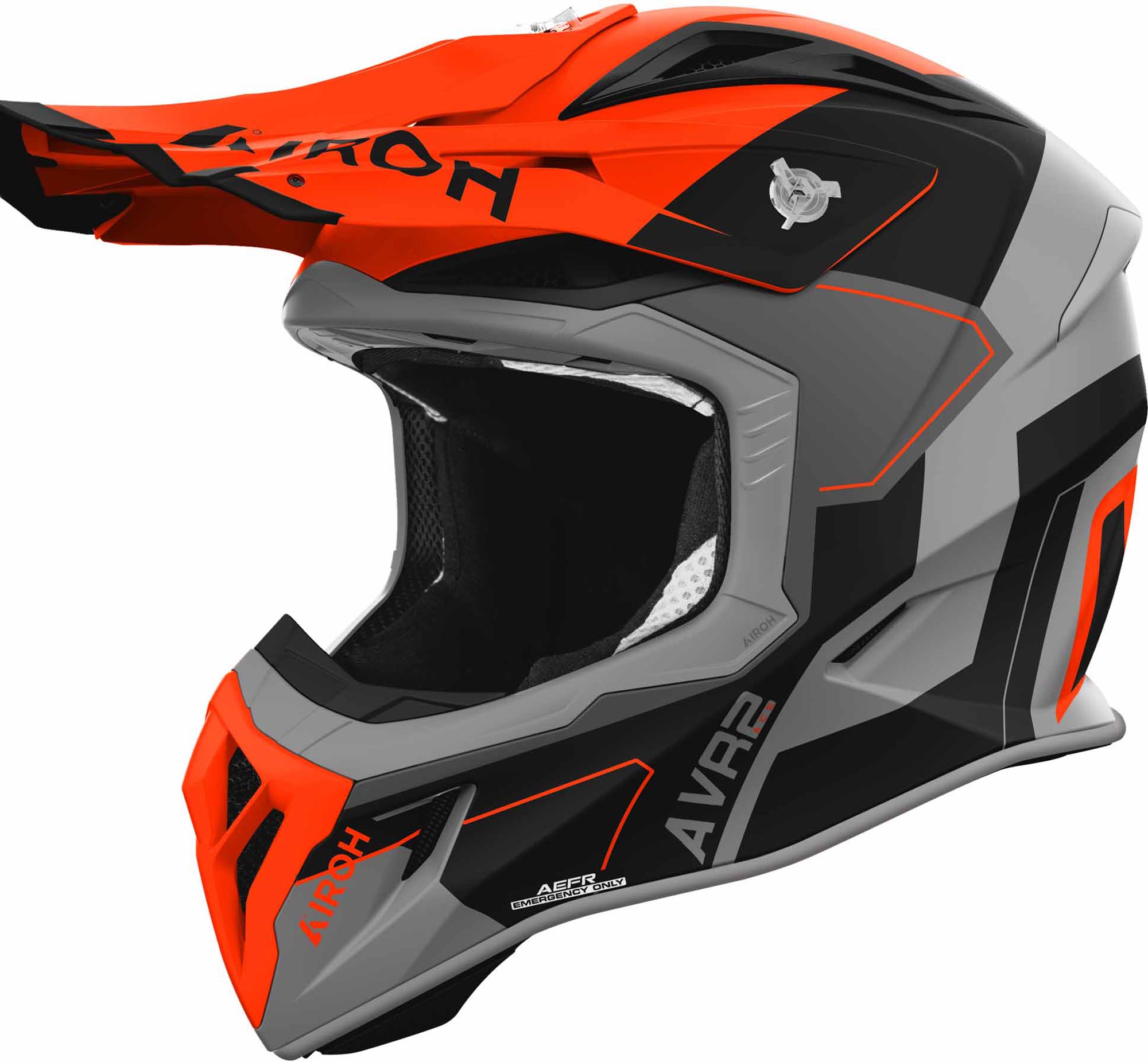 Airoh Men's Black Grey Orange Aviator Ace 2 Shield Motocross Helmet, Black-Grey-Orange, Size Xs For