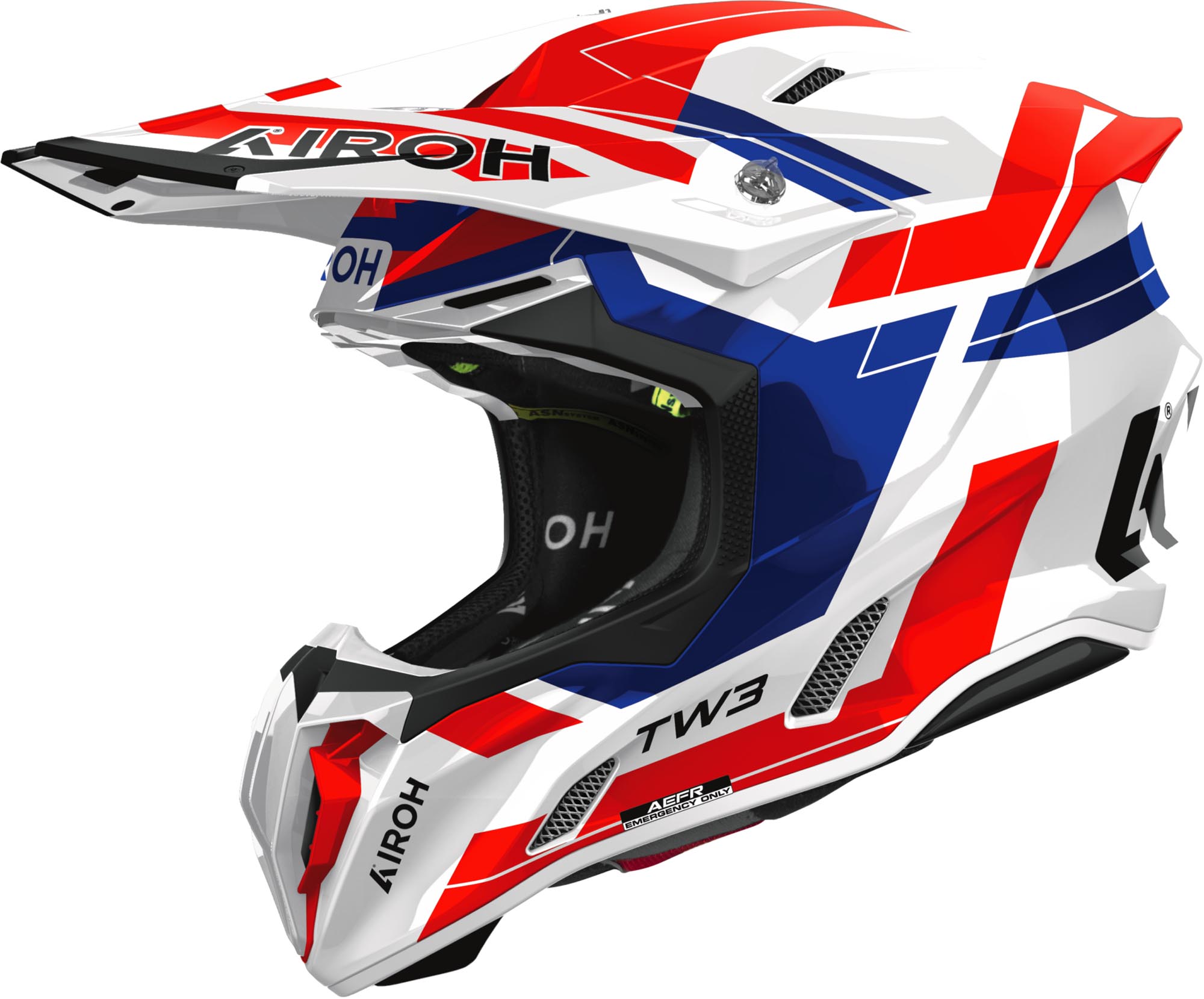 Airoh Men's White Red Blue Twist 3 Dynasty Motocross Helmet, White-Red-Blue, Size Xs For