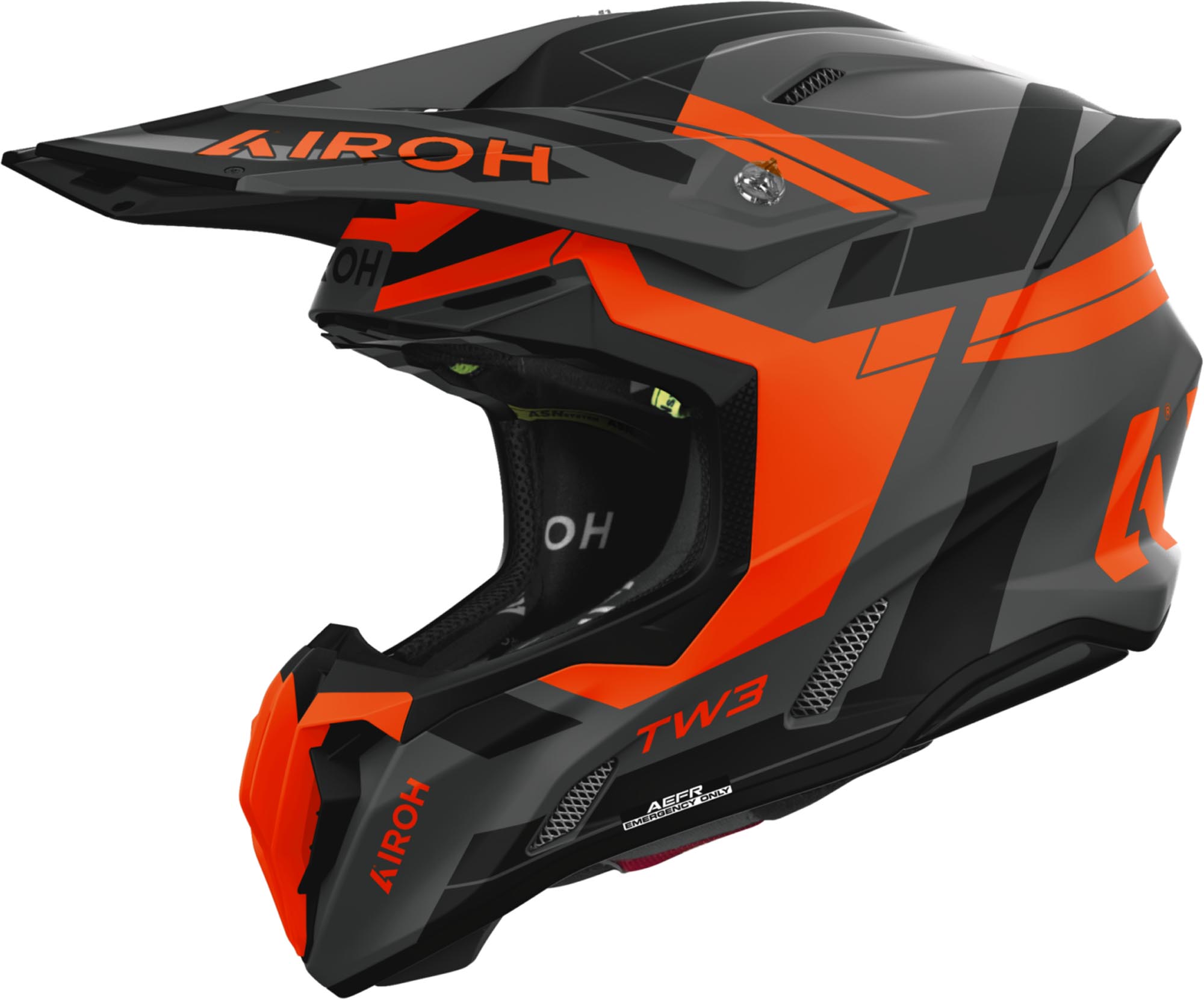 Airoh Men's Grey Orange Twist 3 Dynasty Motocross Helmet, Grey-Orange, Size 2XL For