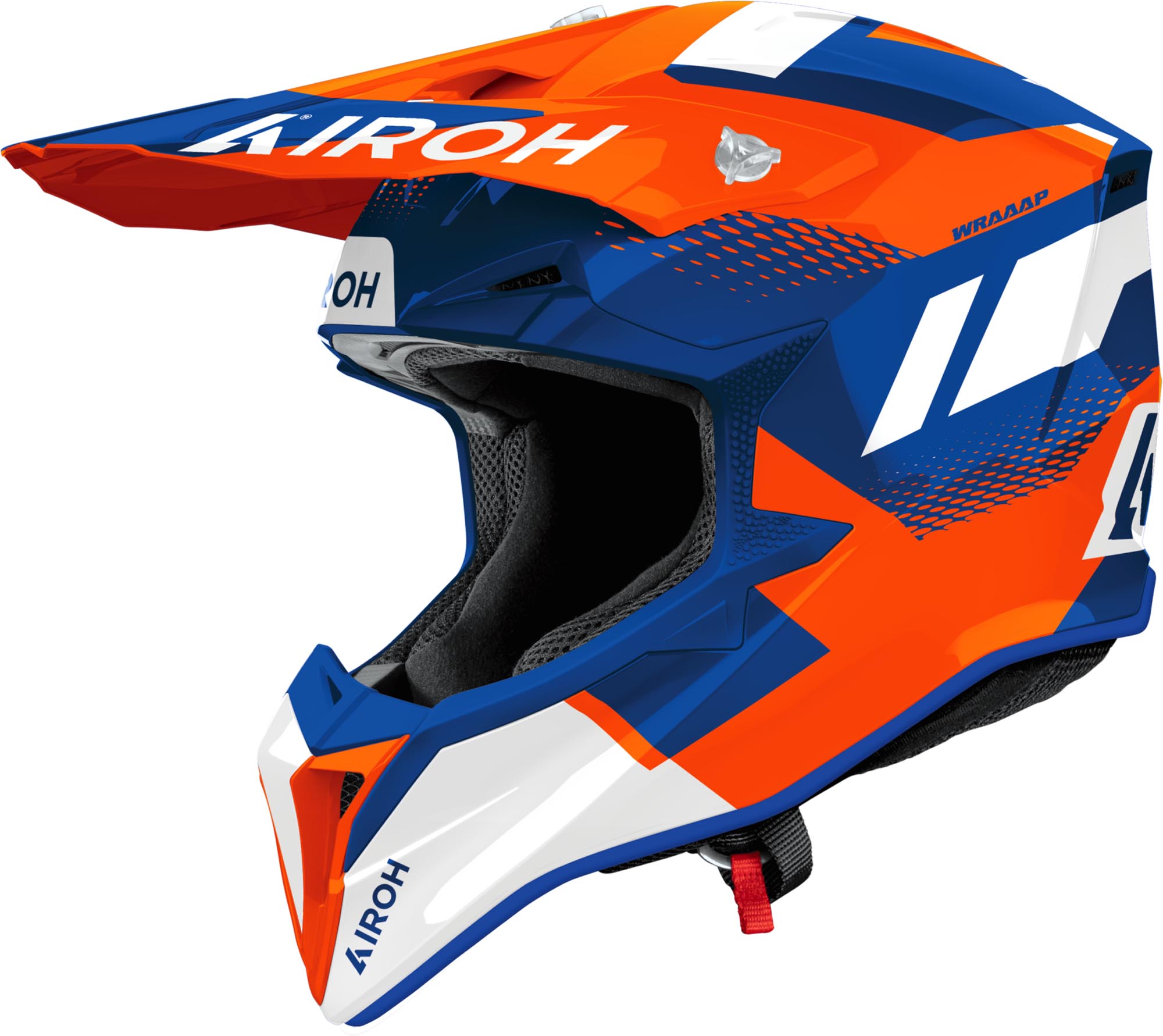 Airoh Wraaap Vision Motocross Helmet, White-Blue-Orange, Size Xs For Men