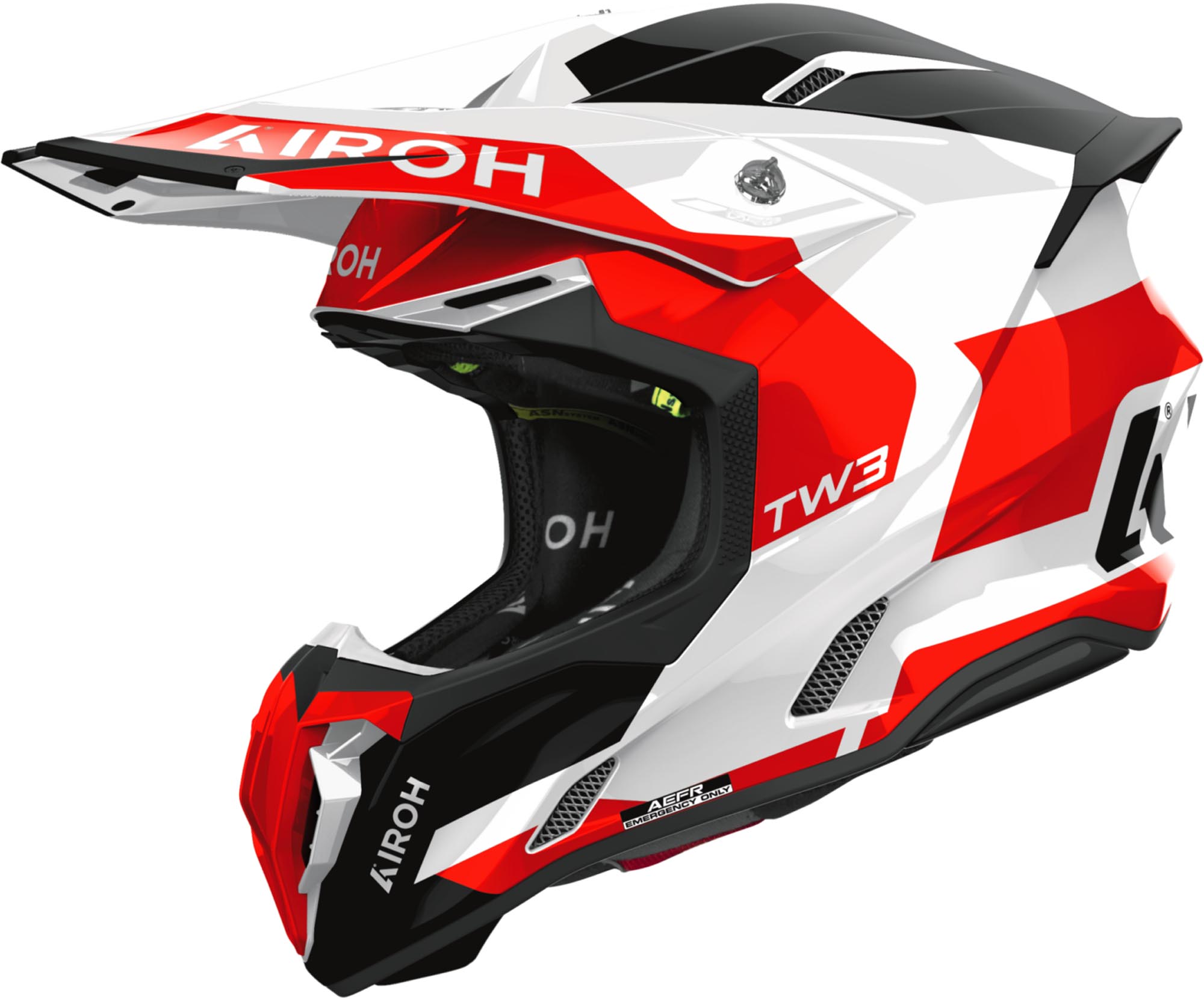 Airoh Men's Black White Red Twist 3 Fancy Motocross Helmet, Black-White-Red, Size Xl For