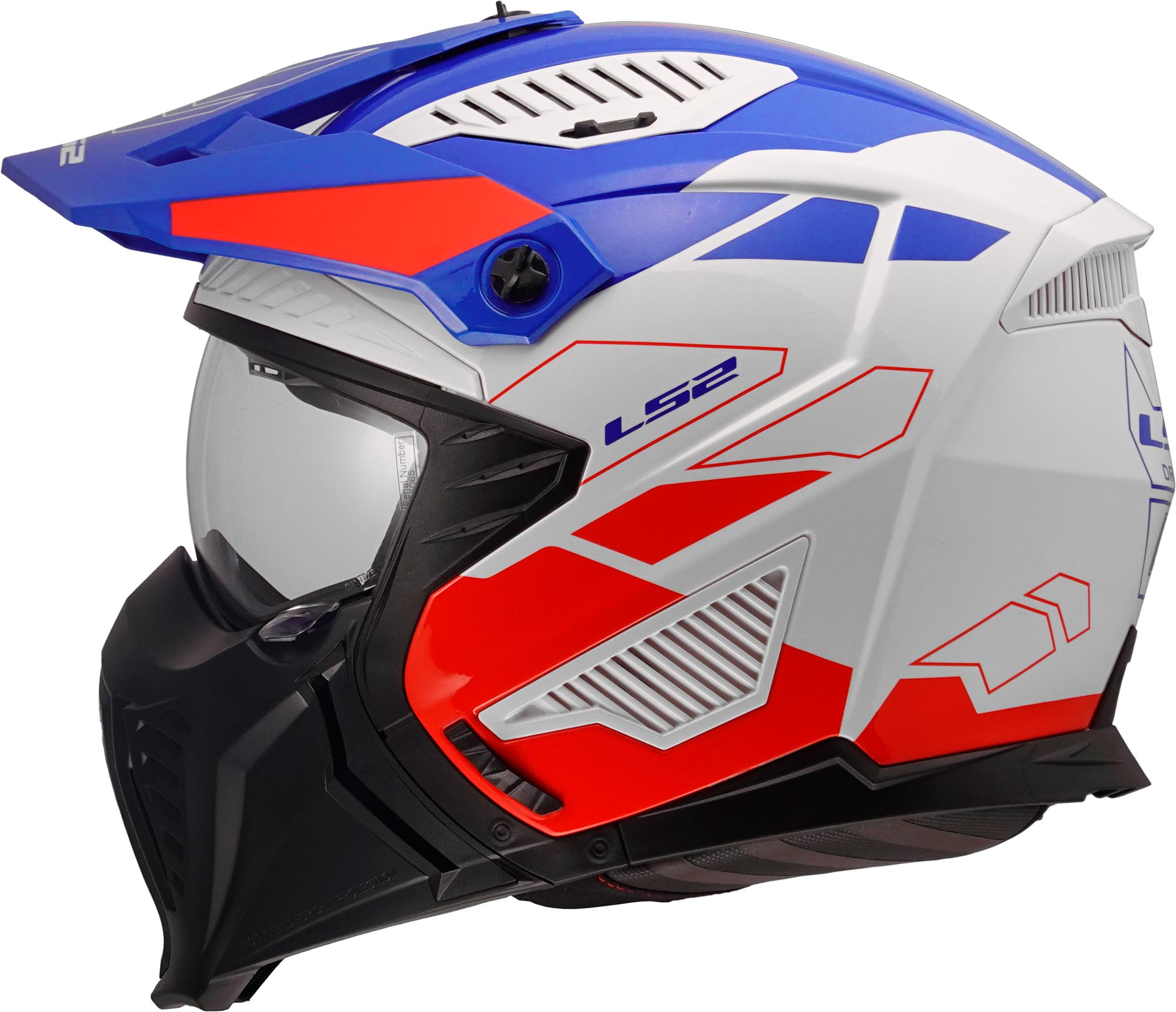 LS2 OF606 Drifter Trek Helmet, Red-Blue, Size 2XL For Men