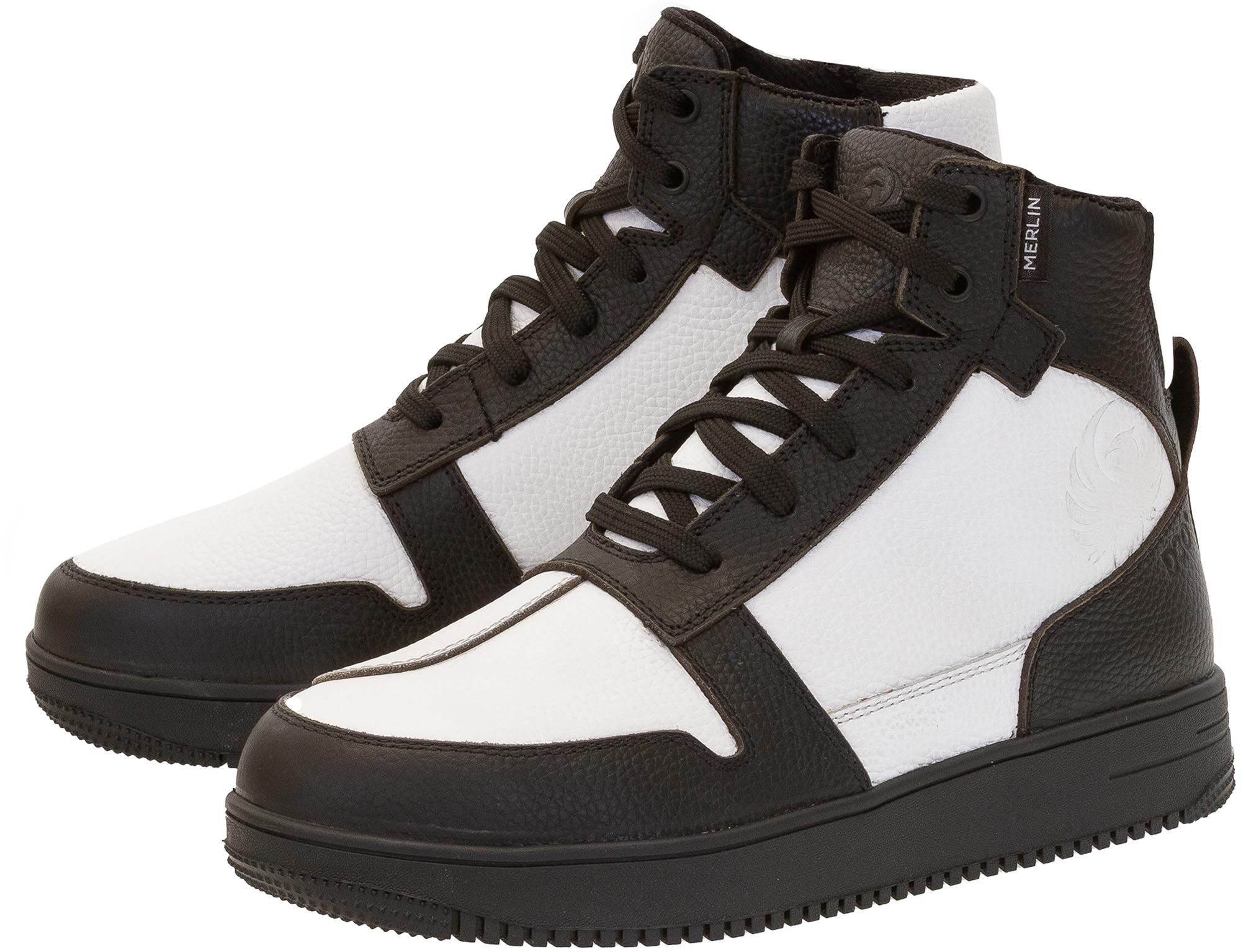 Merlin Forge D3O Waterproof Motorcycle Boots, Black-White, Size 42 For Men