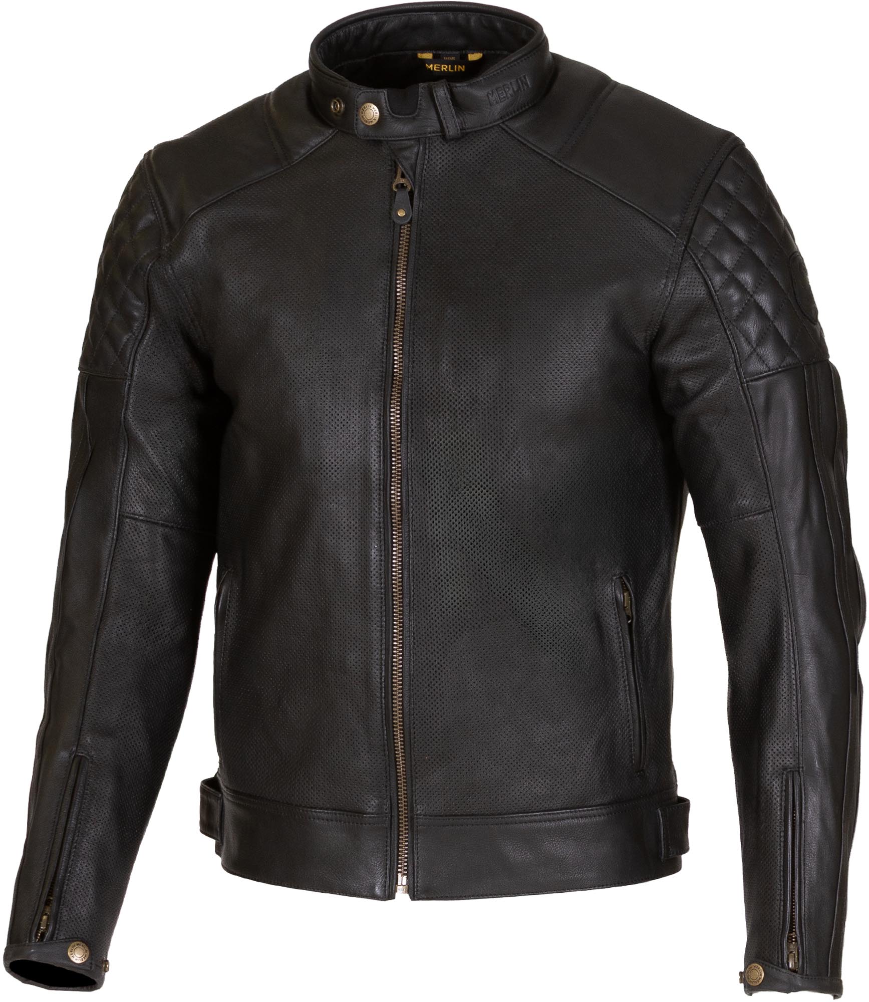 Merlin Icon D3O Veste en cuir de moto perforée, noir, taille 58 pour Hommes