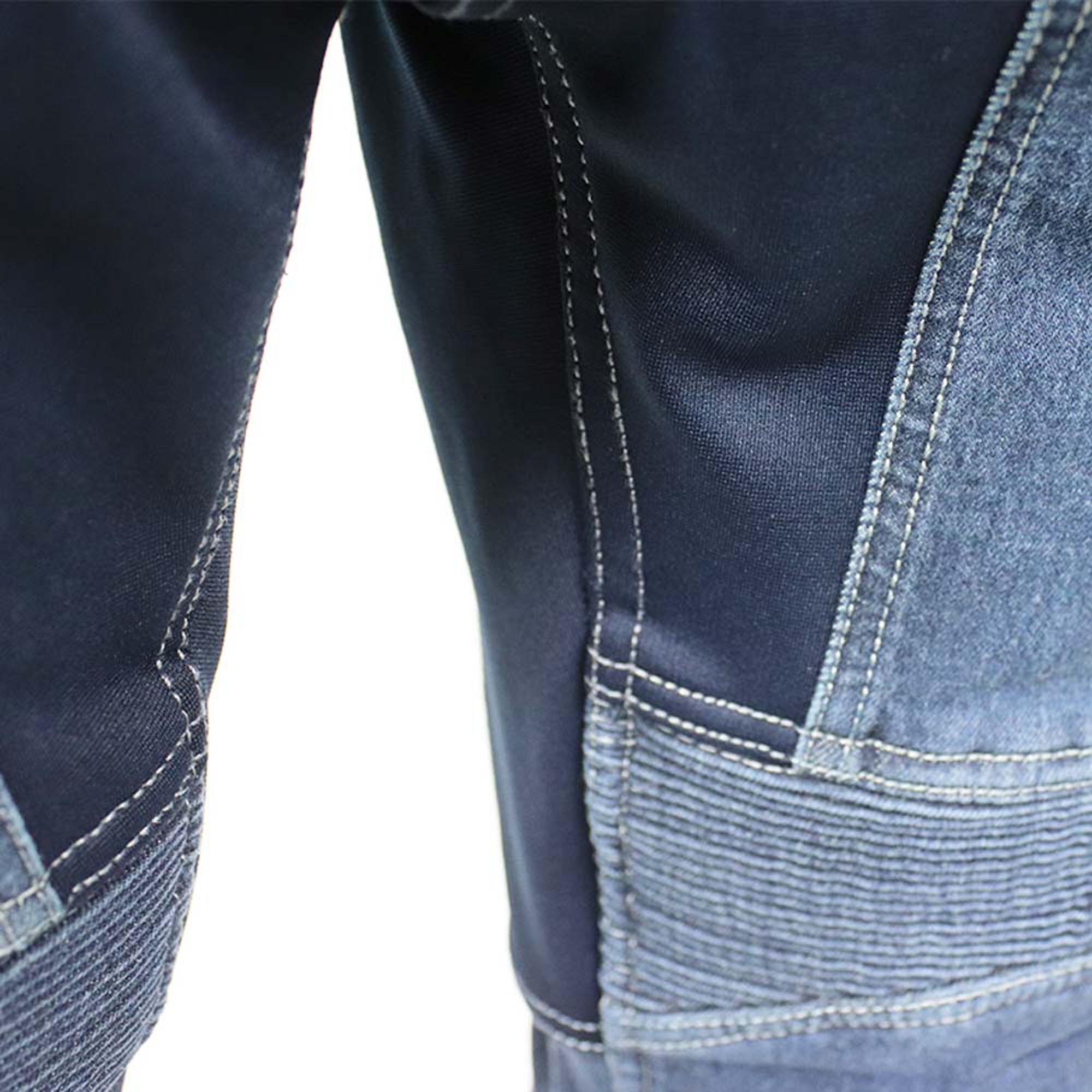 Side view of Trilobite Parado AAAA Doublelayer Slim Motorcycle Jeans, blue, Size 32 38 for Men