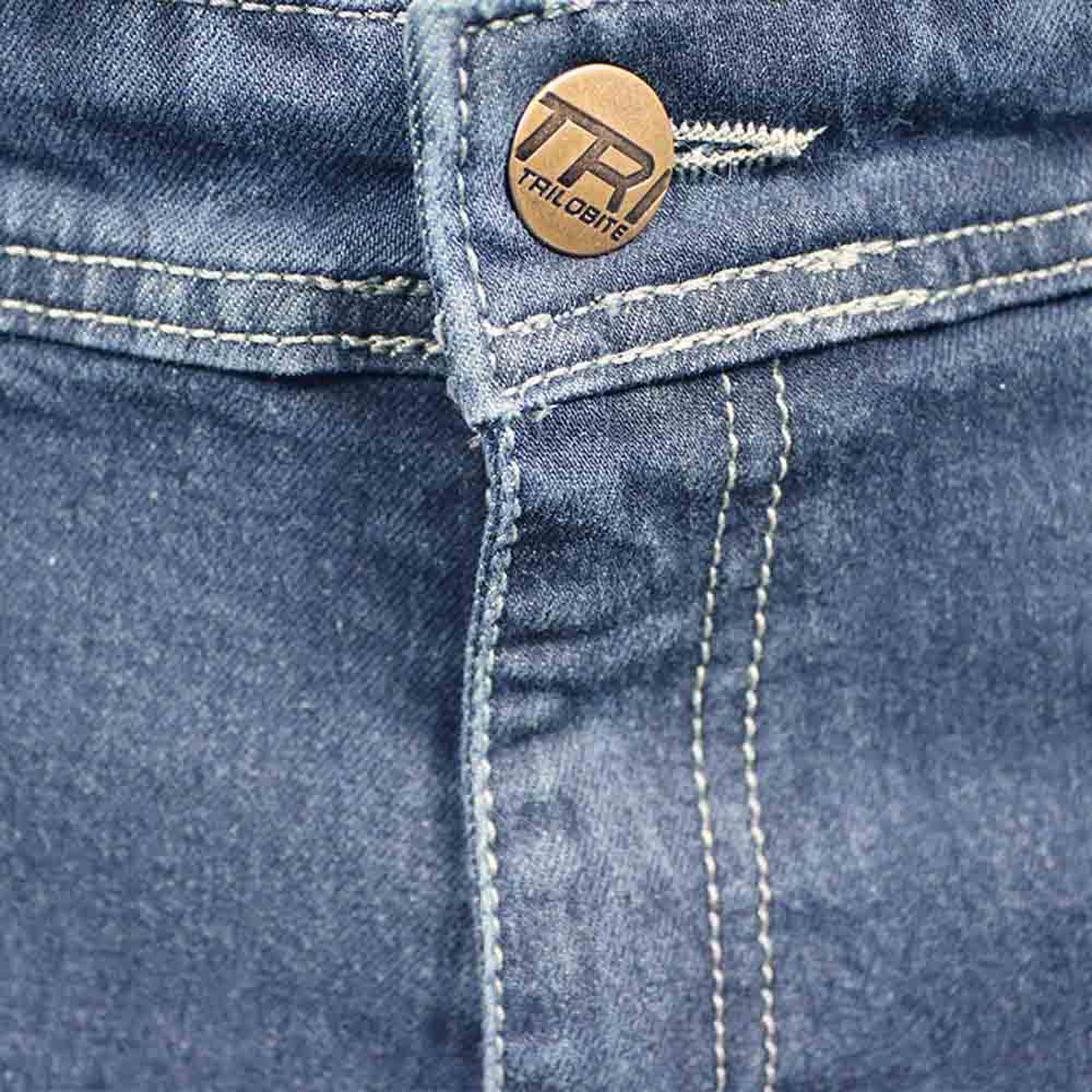 Side view of Trilobite Parado AAAA Doublelayer Slim Motorcycle Jeans, blue, Size 32 38 for Men