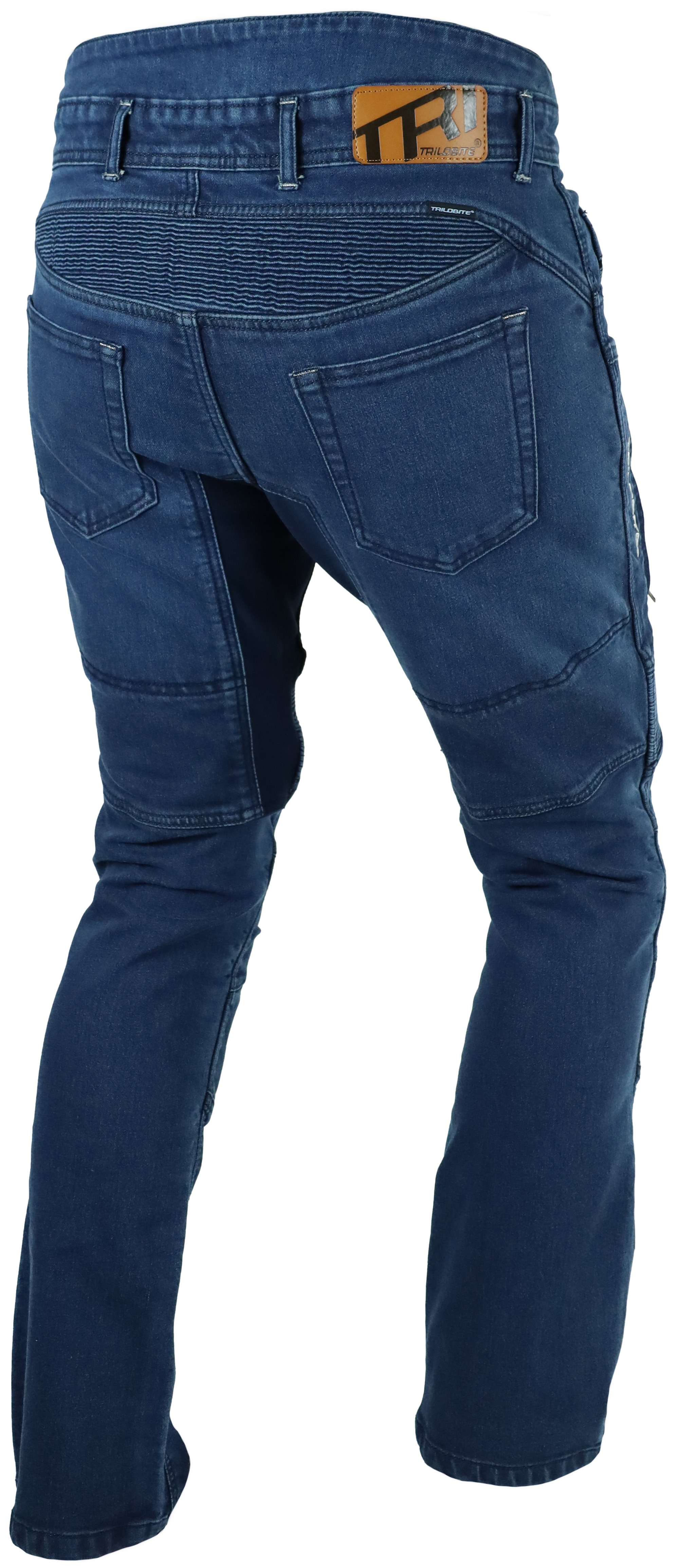 Side view of Trilobite Parado AAAA Doublelayer Slim Motorcycle Jeans, blue, Size 32 38 for Men